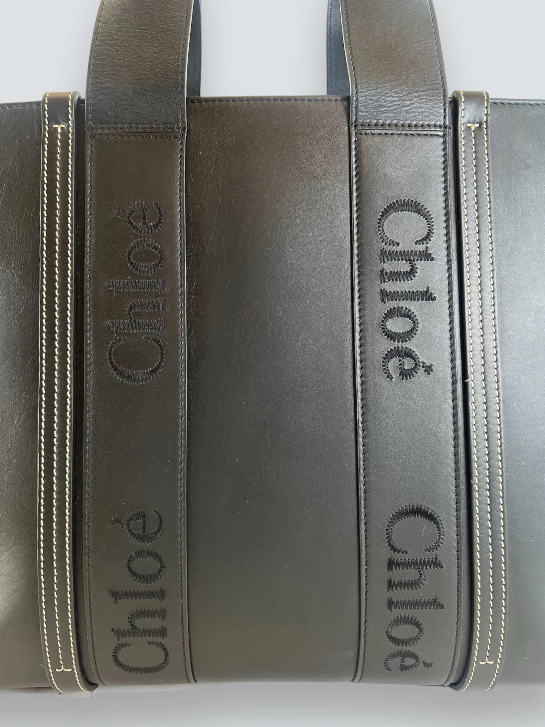 Chloe Black Soft Calfskin Leather Large Woody Tote