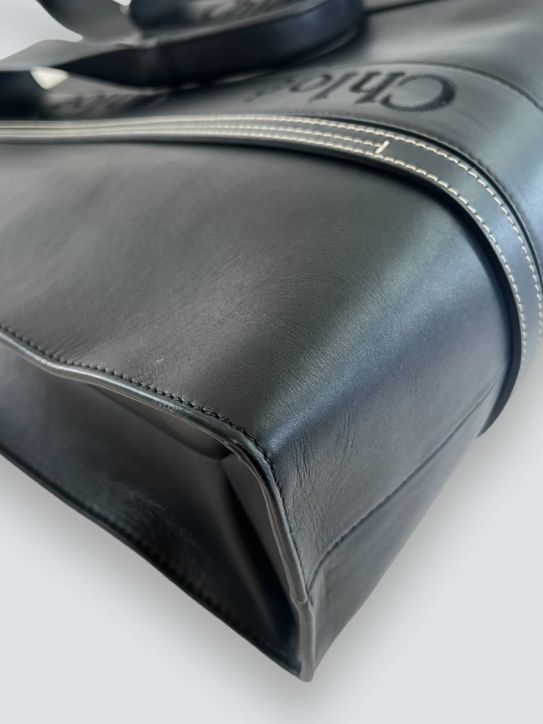 Chloe Black Soft Calfskin Leather Large Woody Tote