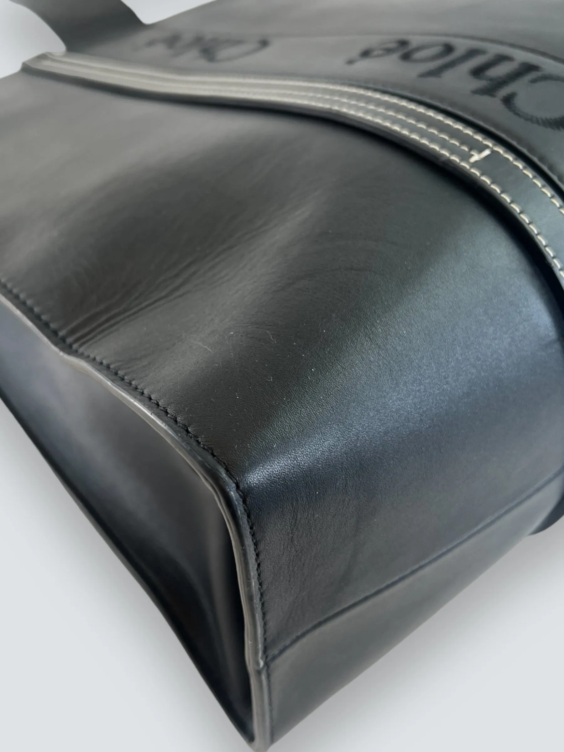 Chloe Black Soft Calfskin Leather Large Woody Tote