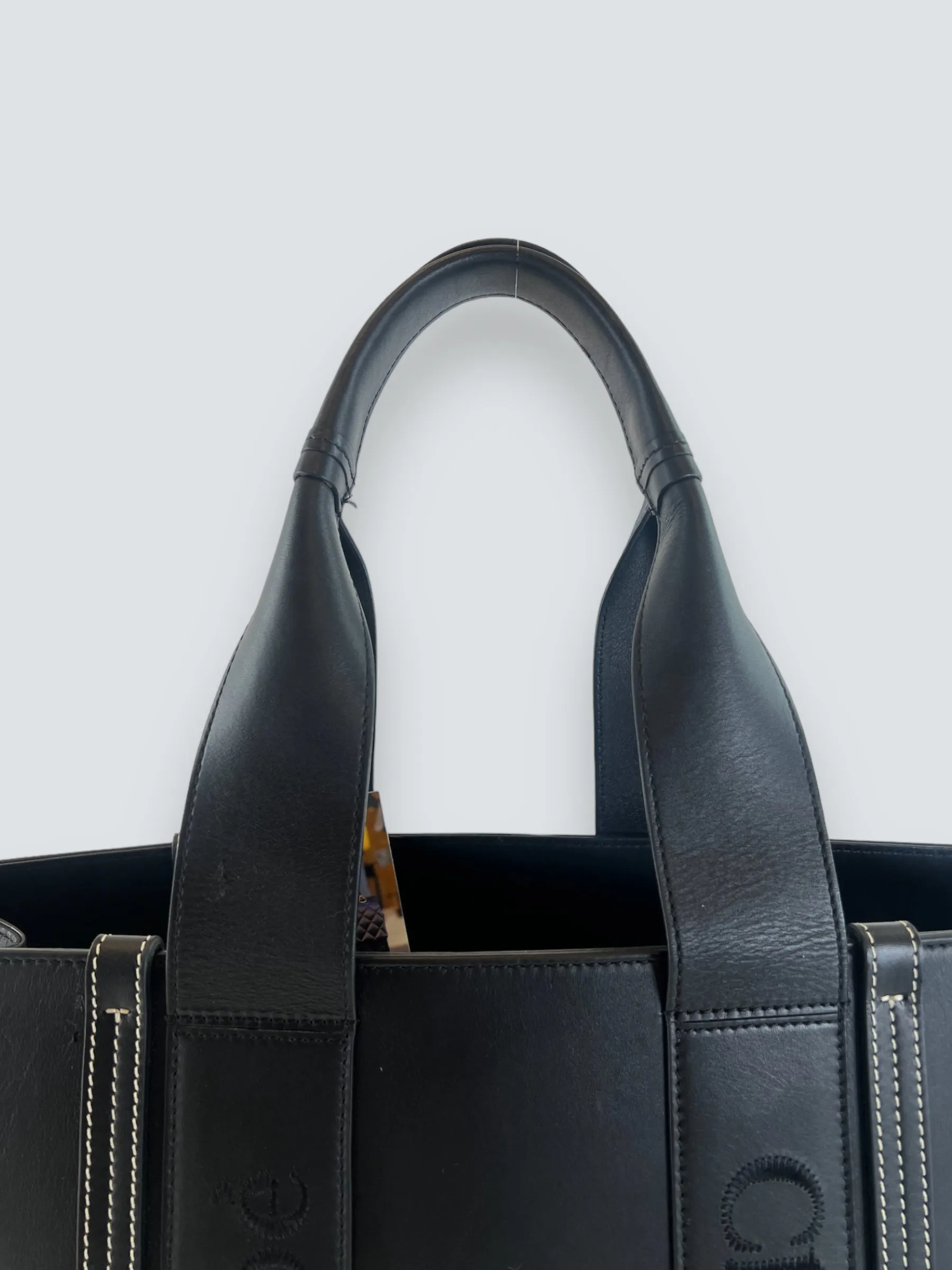 Chloe Black Soft Calfskin Leather Large Woody Tote