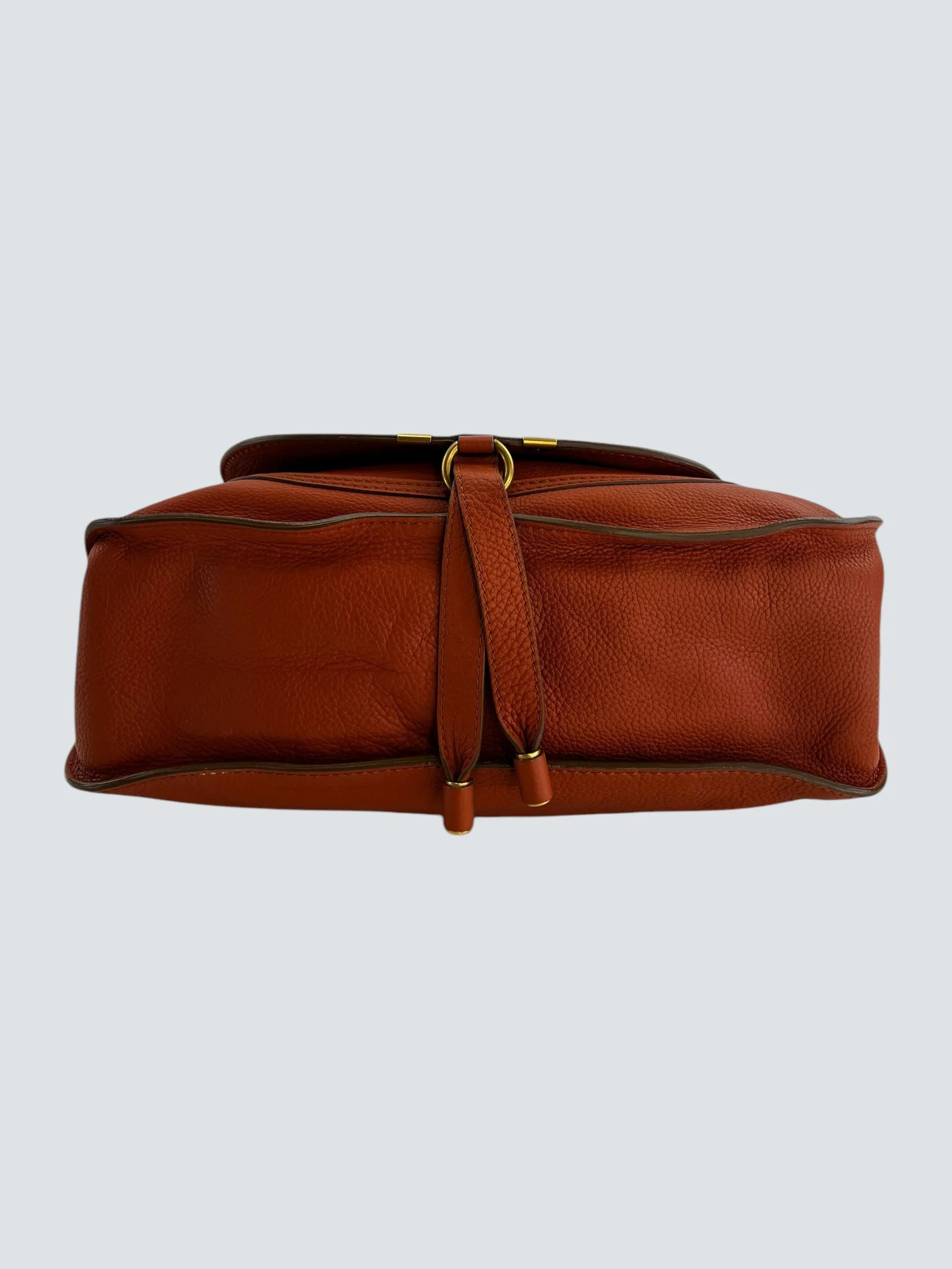Chloe Orange Leather Marcie Tote Crossbody Handbag