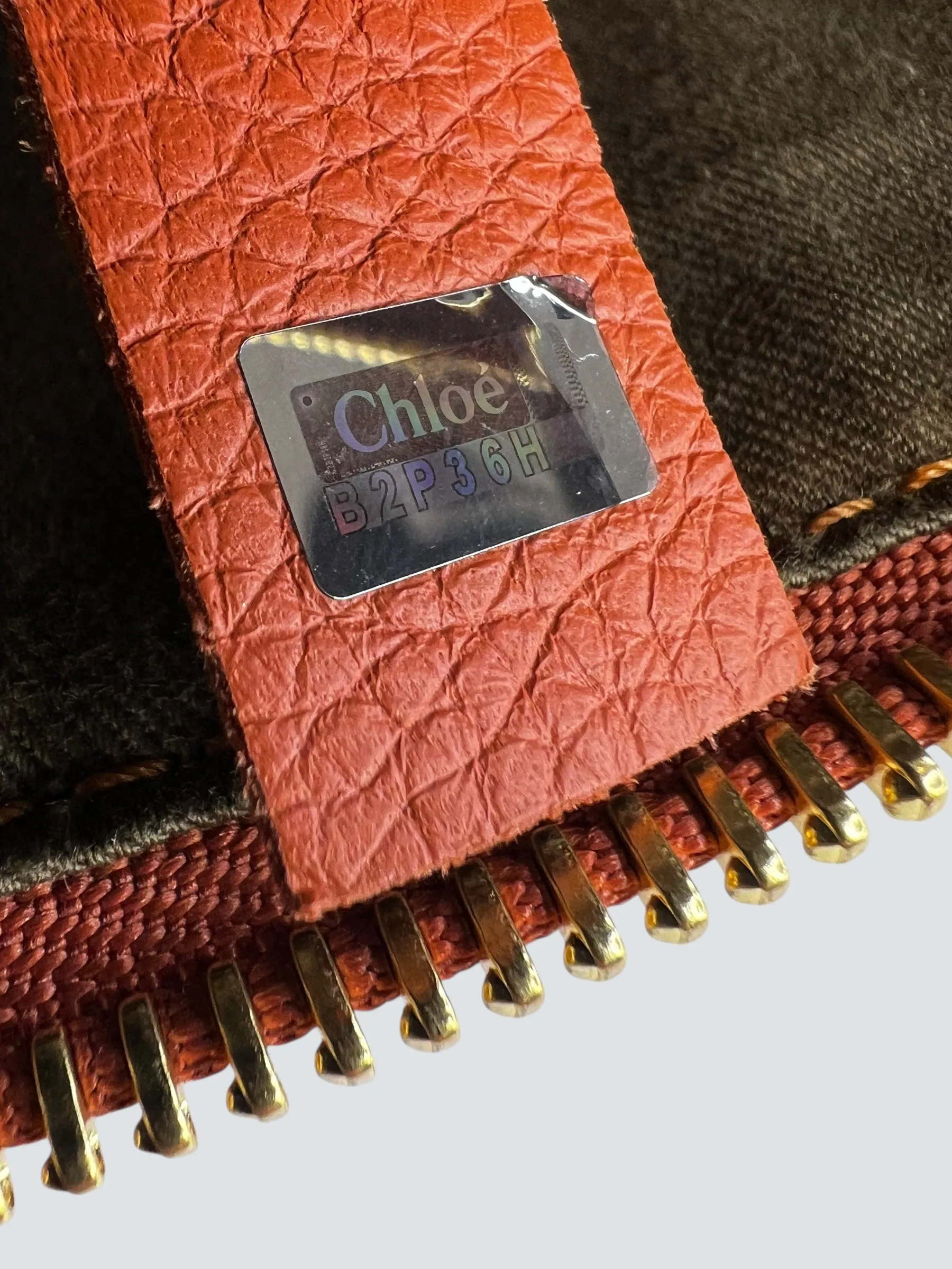 Chloe Orange Leather Marcie Tote Crossbody Handbag
