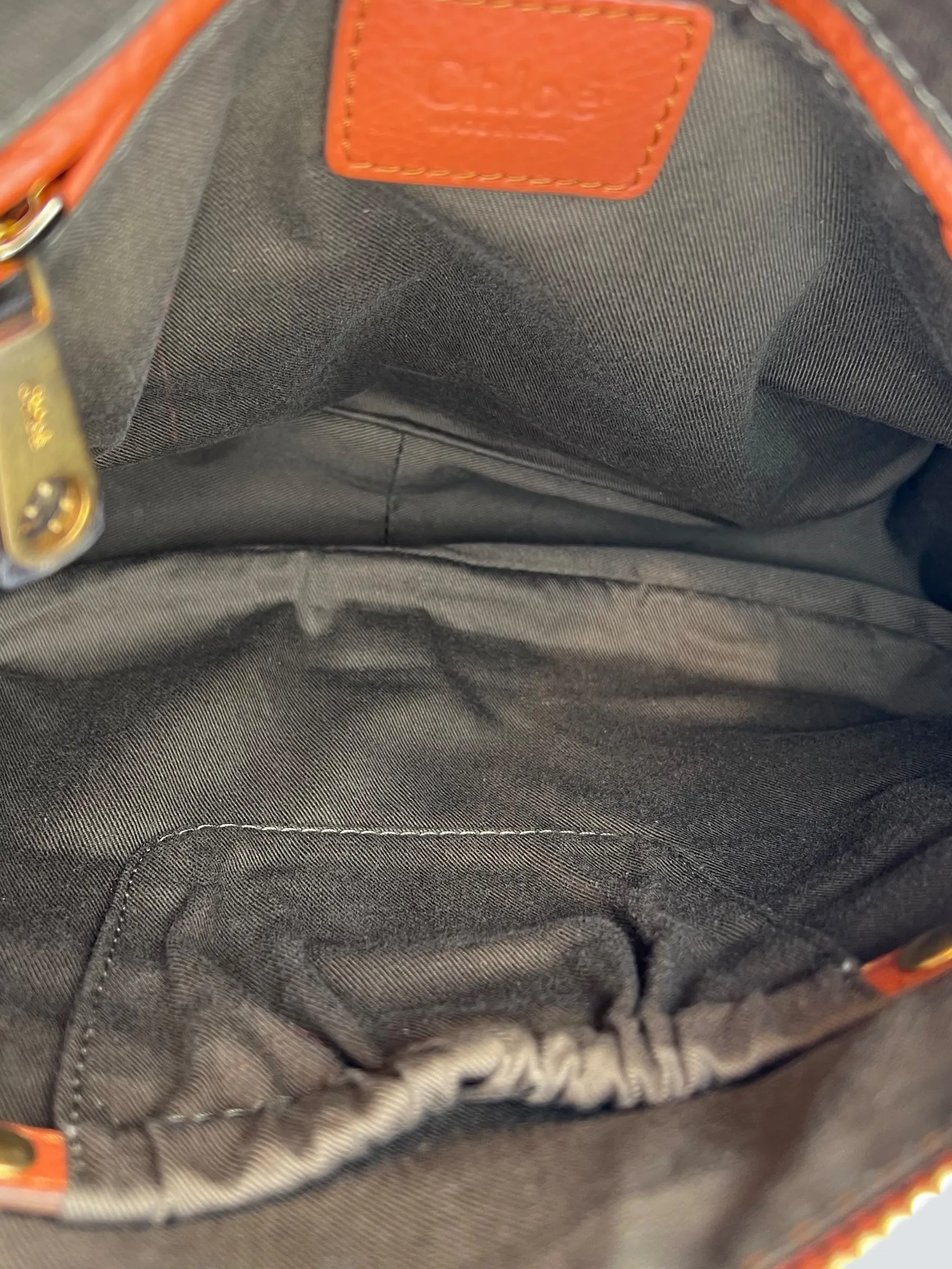 Chloe Orange Leather Marcie Tote Crossbody Handbag