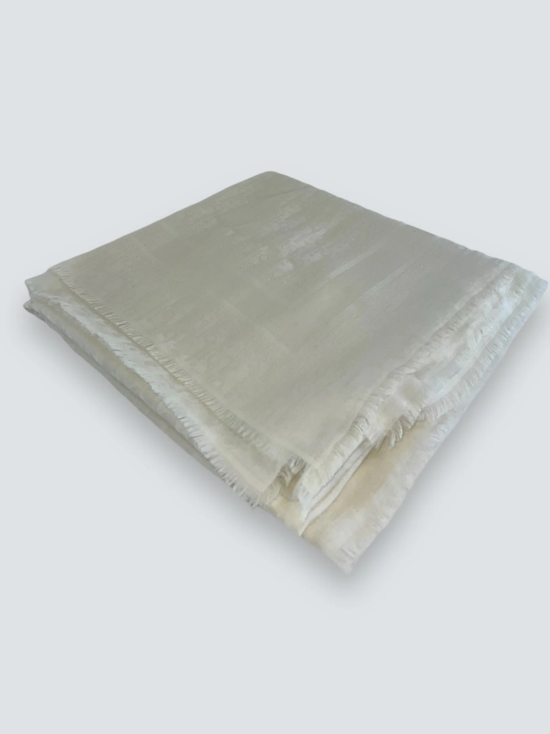 Christian Dior Cream Oblique Silk & Cashmere Shawl