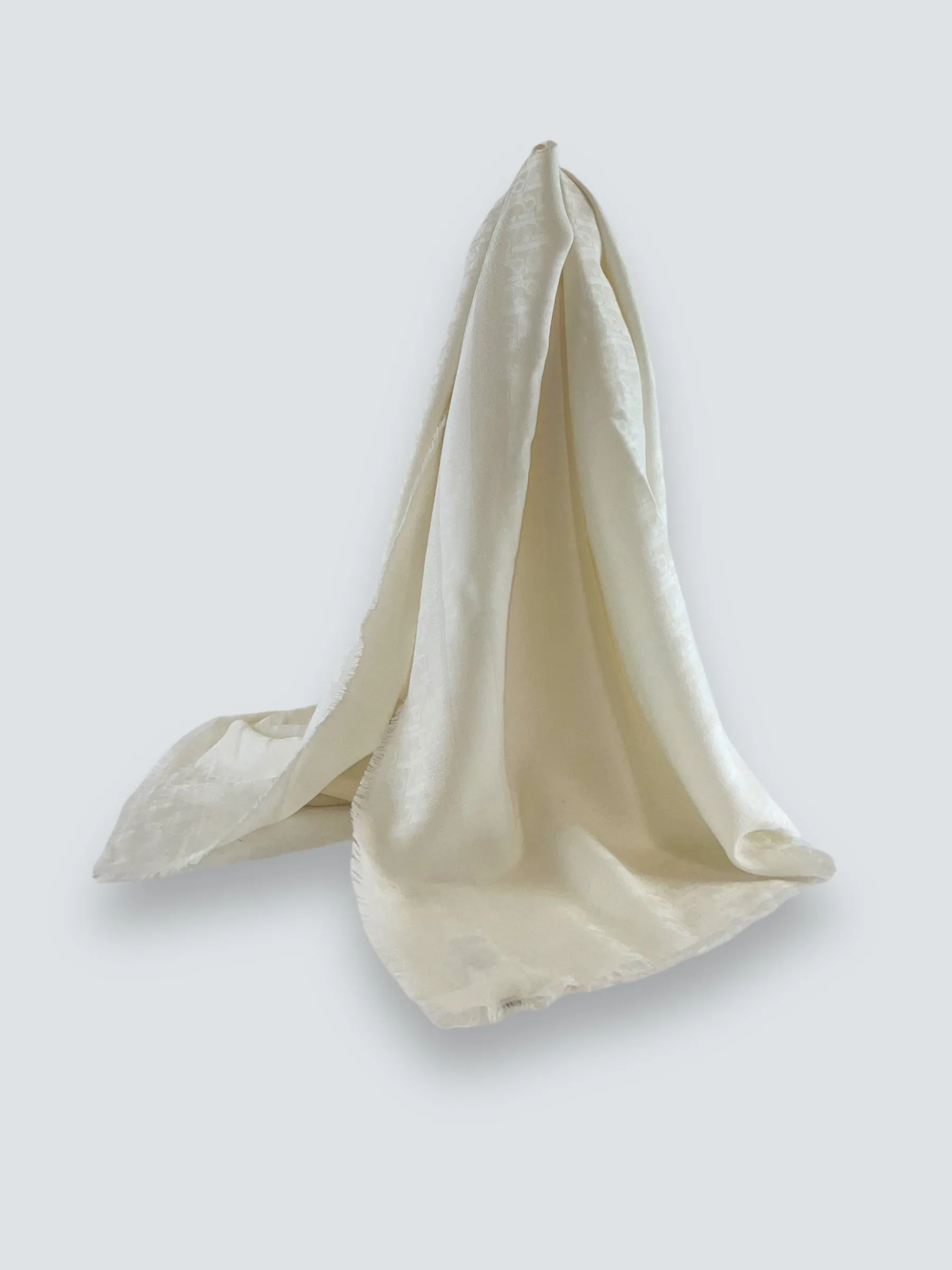 Christian Dior Cream Oblique Silk & Cashmere Shawl