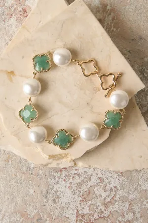 Clover Pearl Bracelet - Amazonite