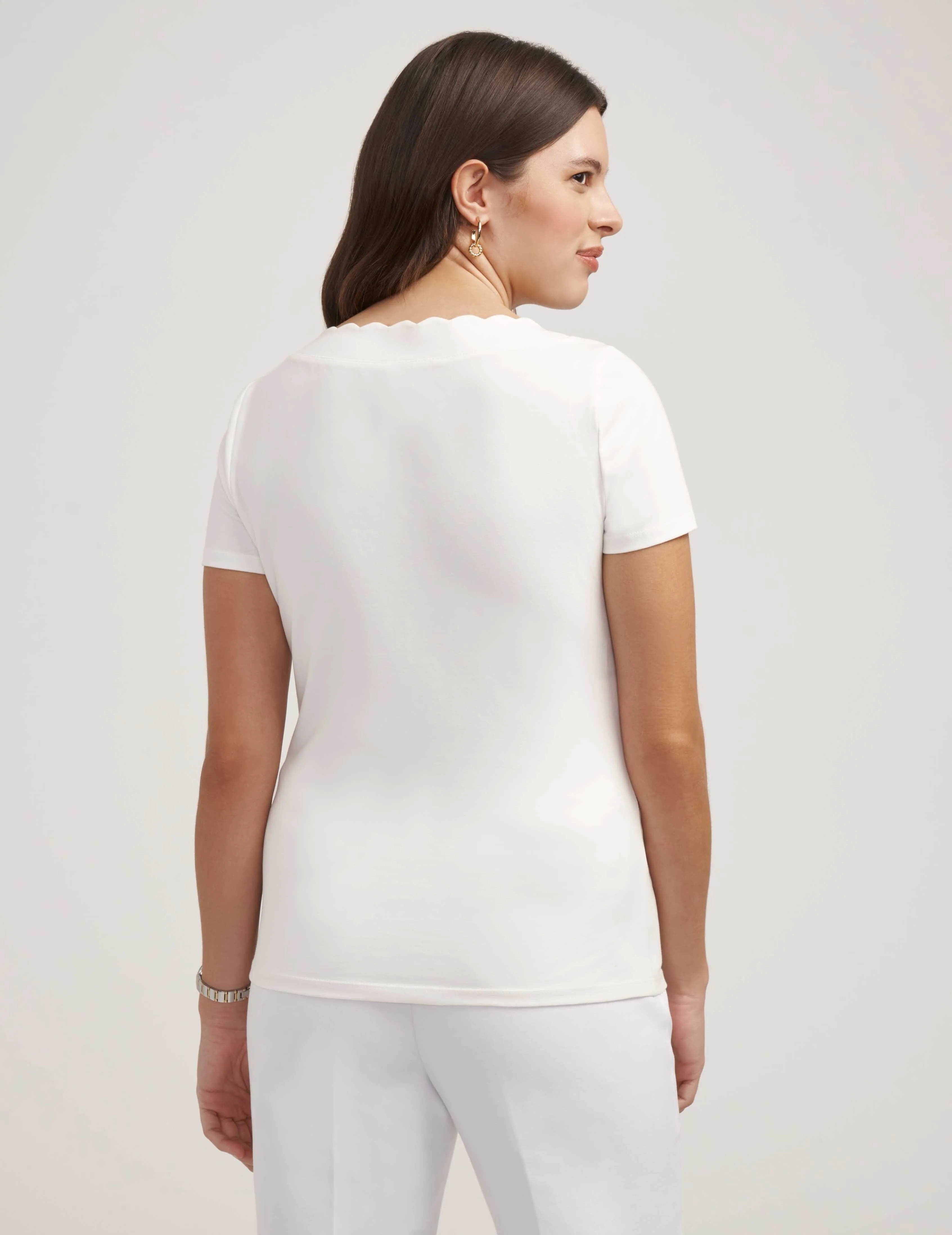 Costal Knit Scallop Tee- Sale