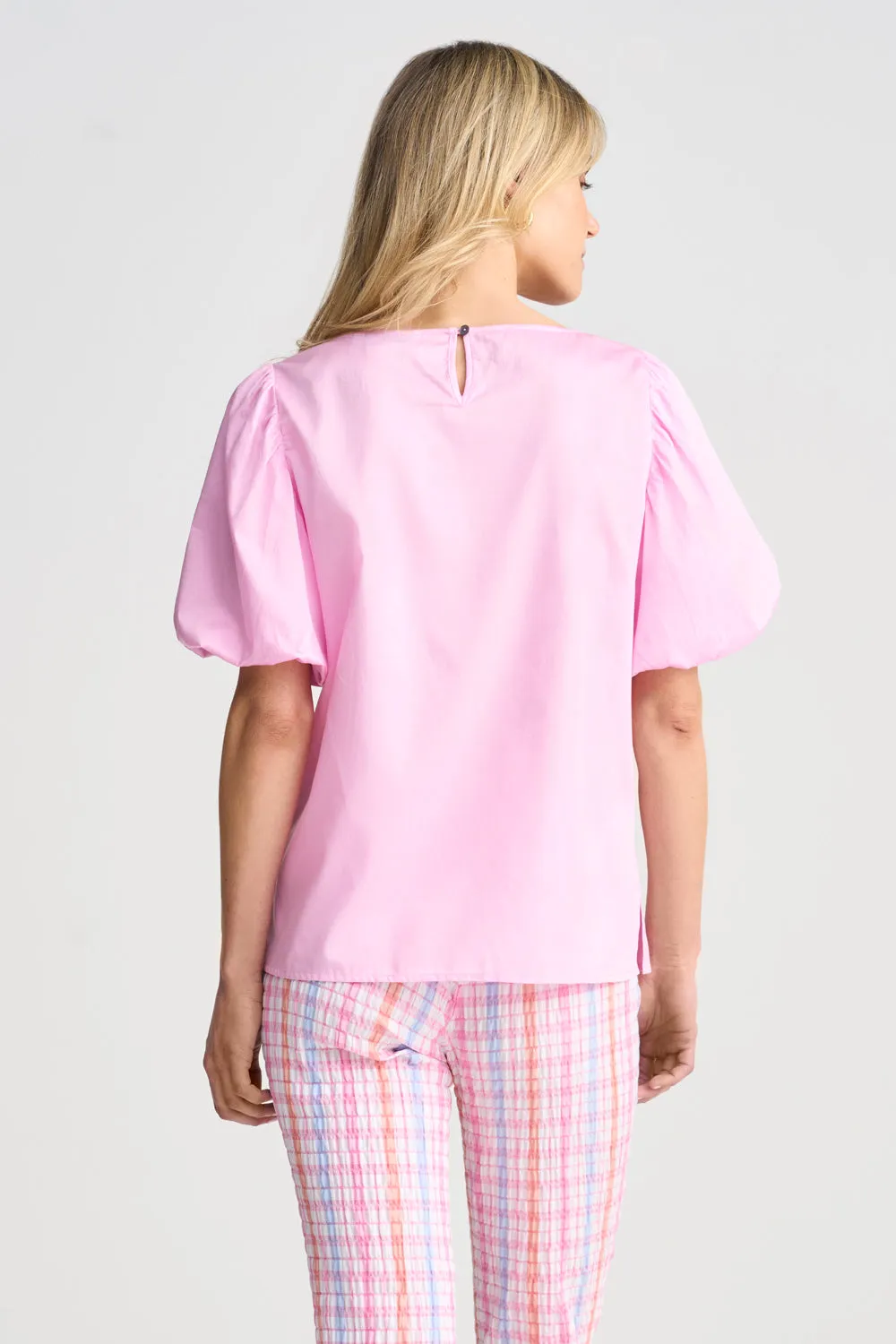 Cotton Puff Sleeve Top - Begonia Pink