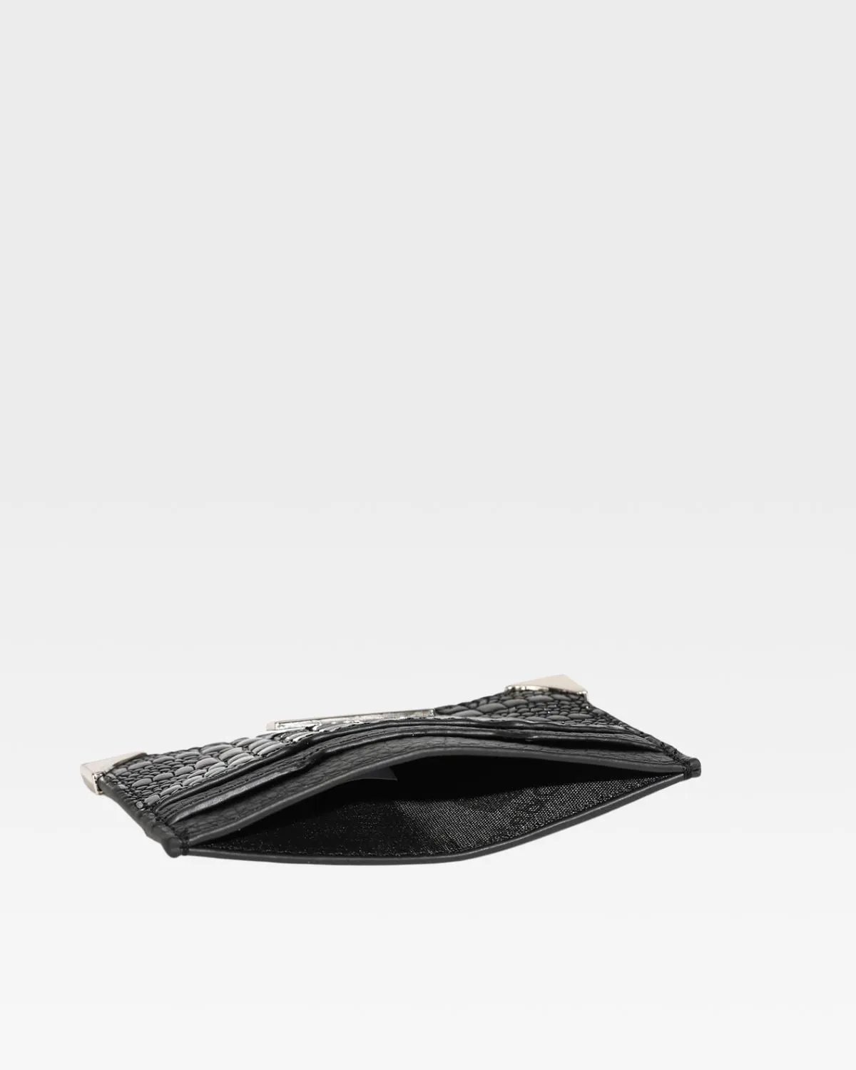 Croc Card Holder Wallet in Black