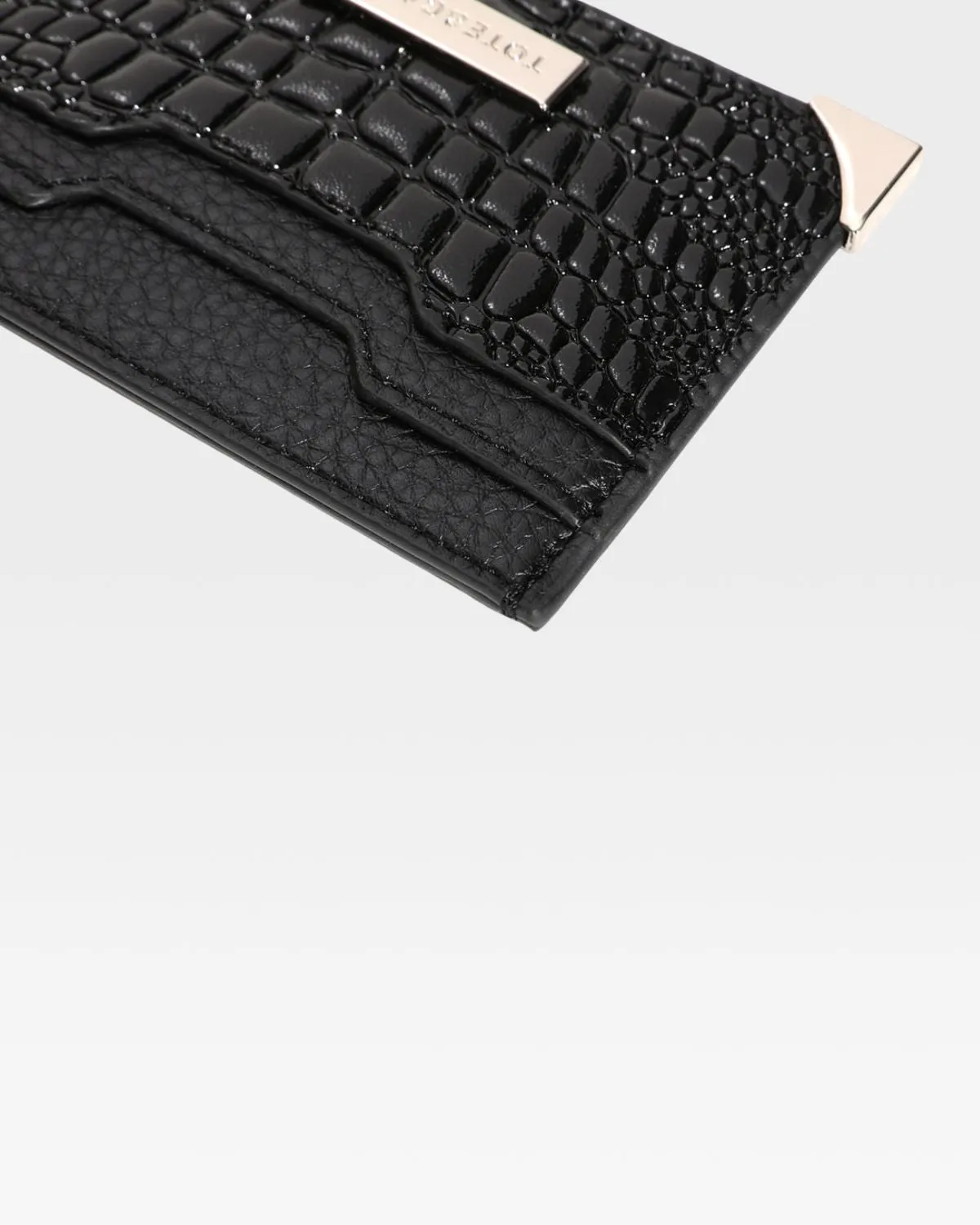 Croc Card Holder Wallet in Black