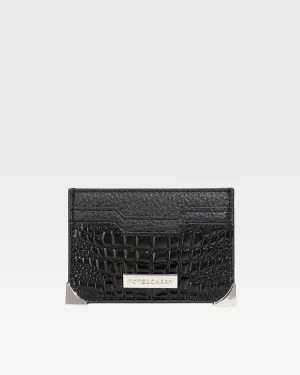 Croc Card Holder Wallet in Black
