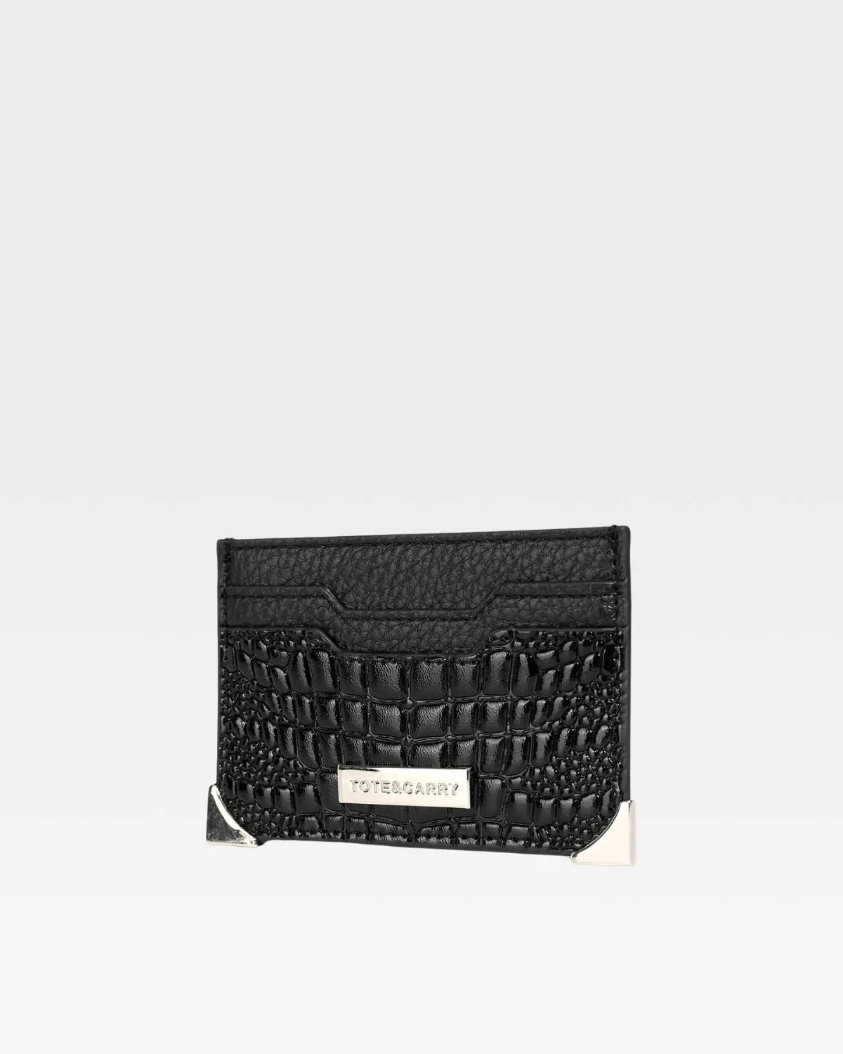 Croc Card Holder Wallet in Black