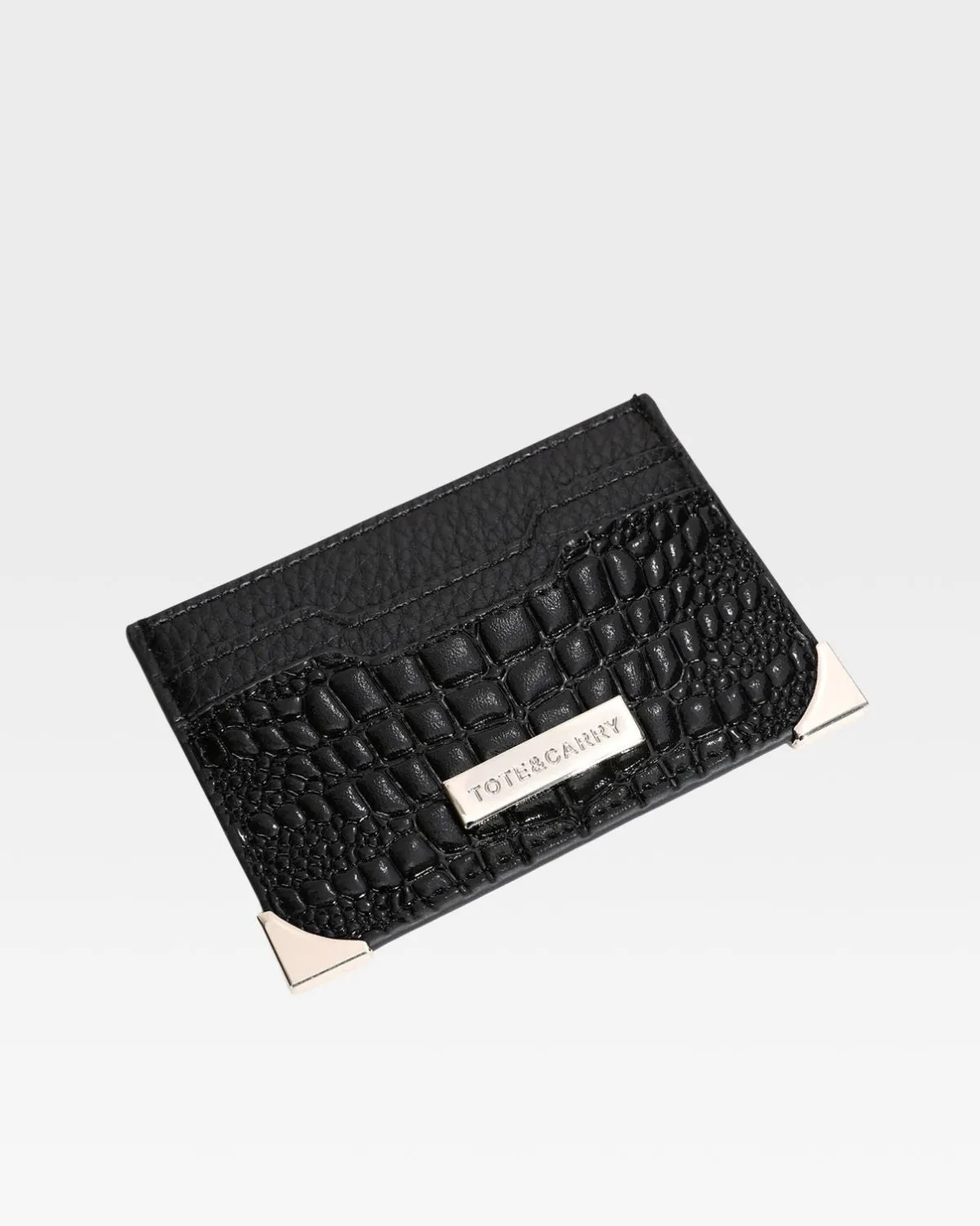 Croc Card Holder Wallet in Black