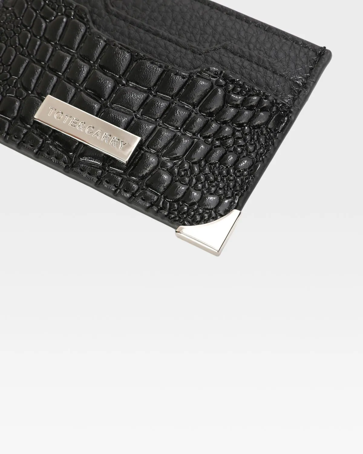 Croc Card Holder Wallet in Black