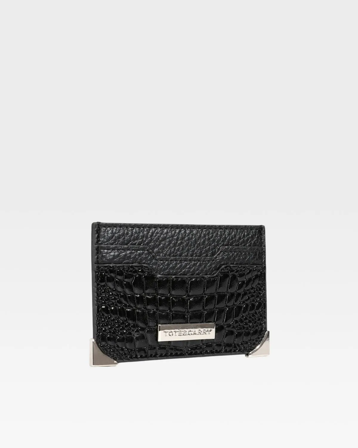Croc Card Holder Wallet in Black