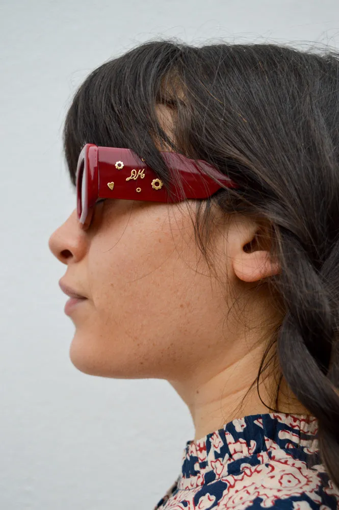 Damson Madder Round Square Red Charm Sunglasses