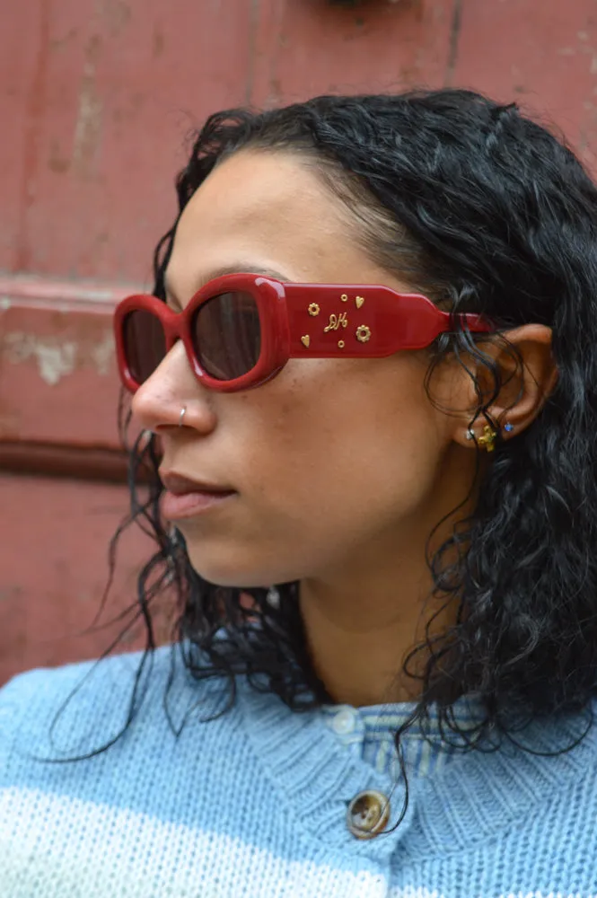 Damson Madder Round Square Red Charm Sunglasses