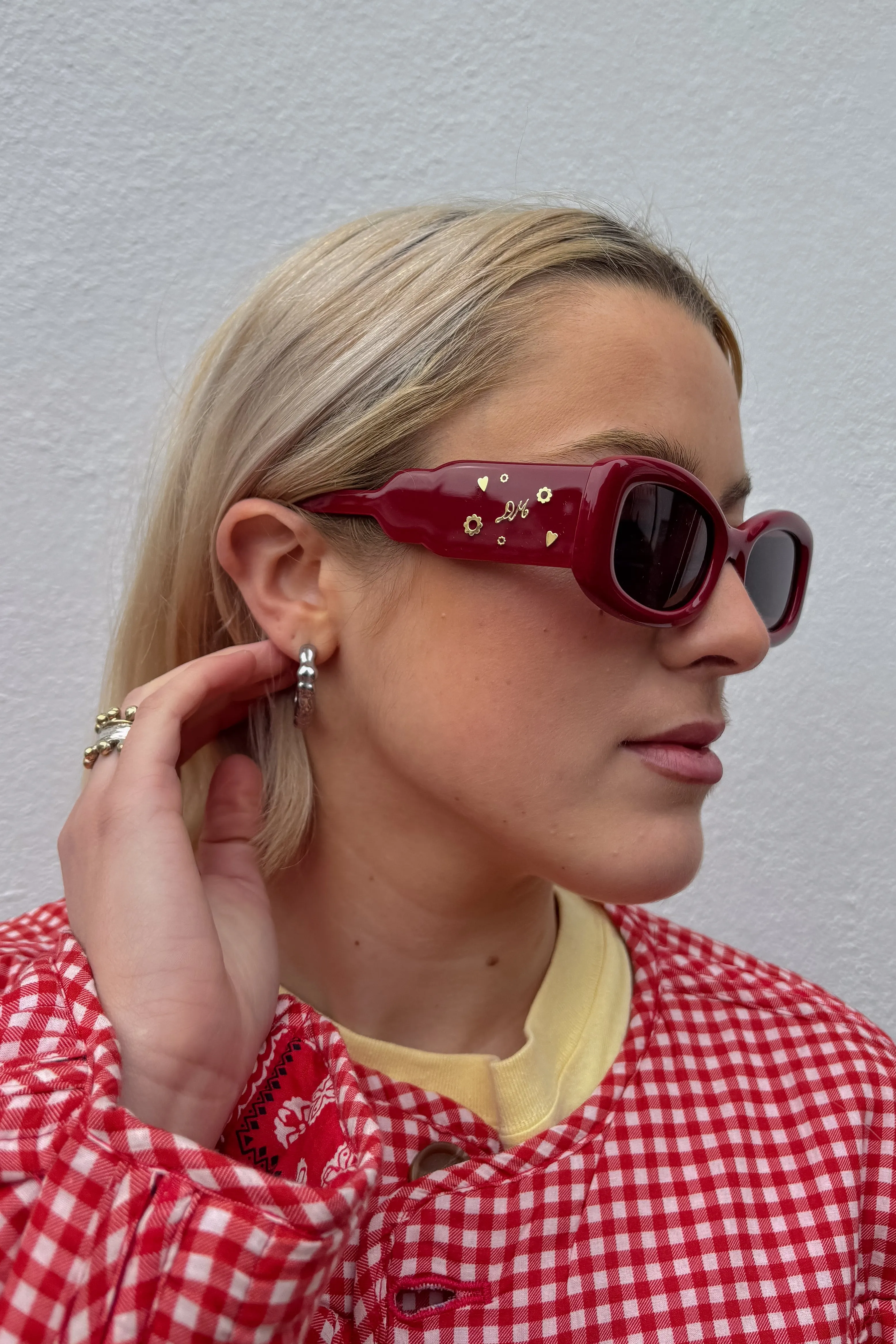 Damson Madder Round Square Red Charm Sunglasses