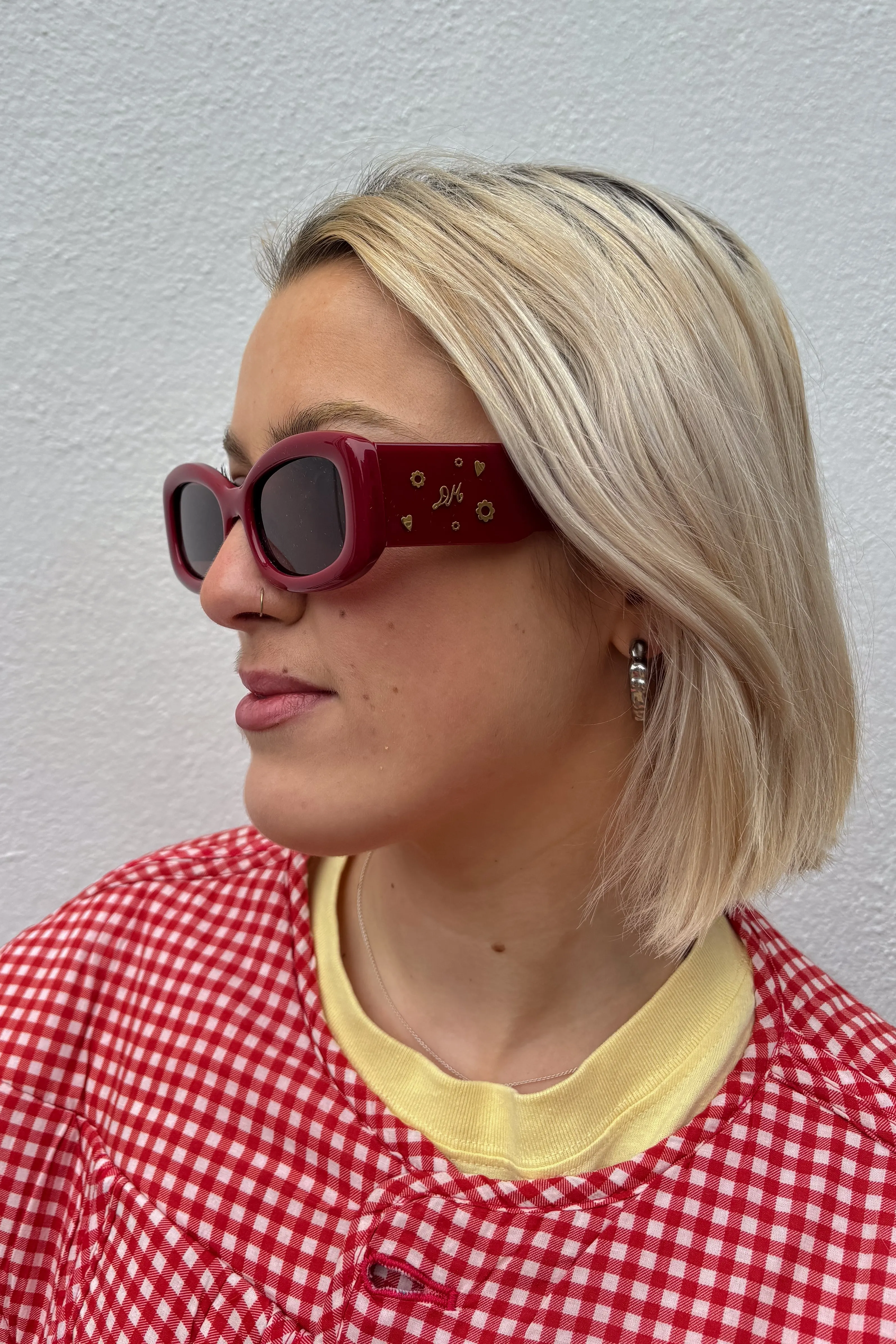Damson Madder Round Square Red Charm Sunglasses