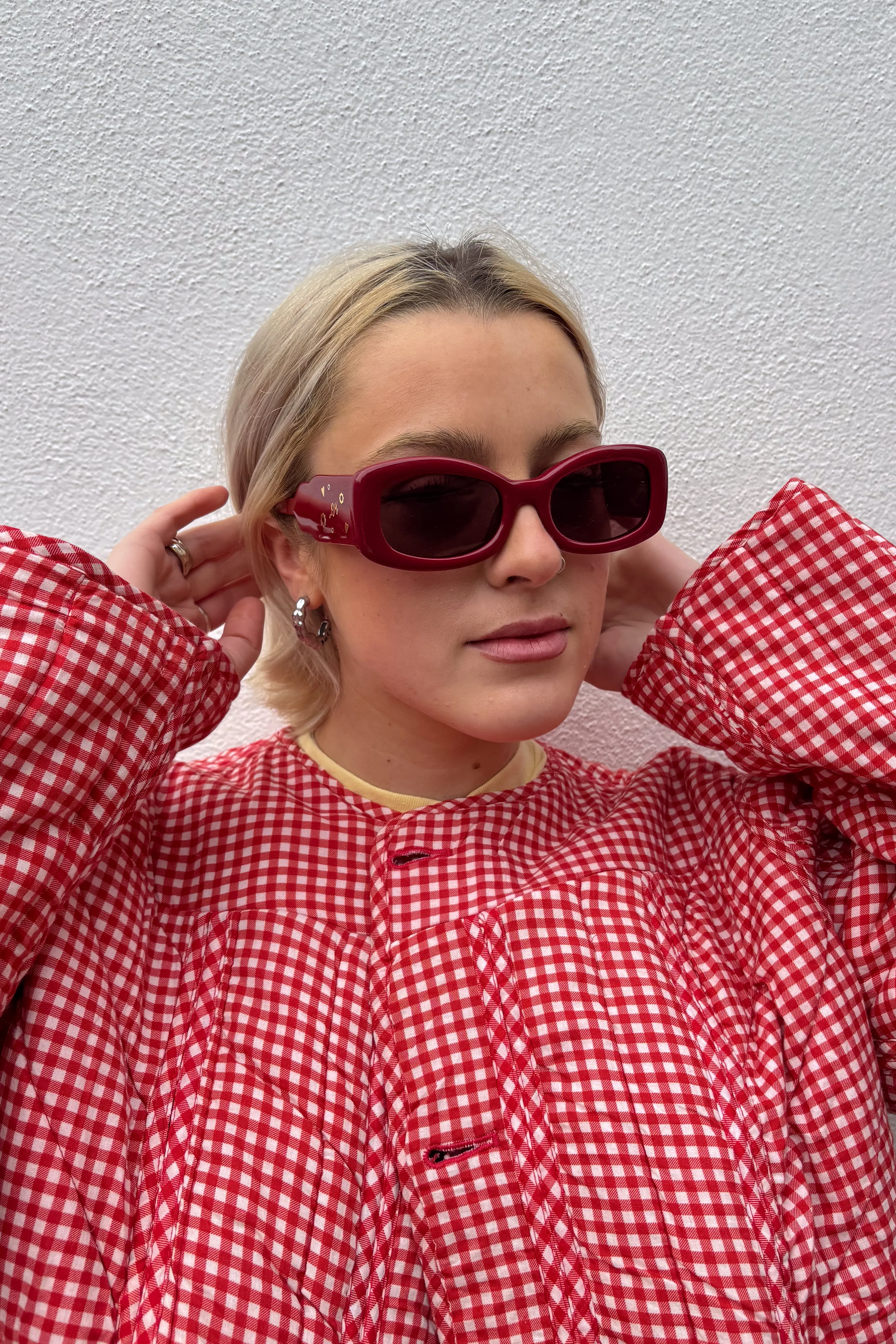 Damson Madder Round Square Red Charm Sunglasses