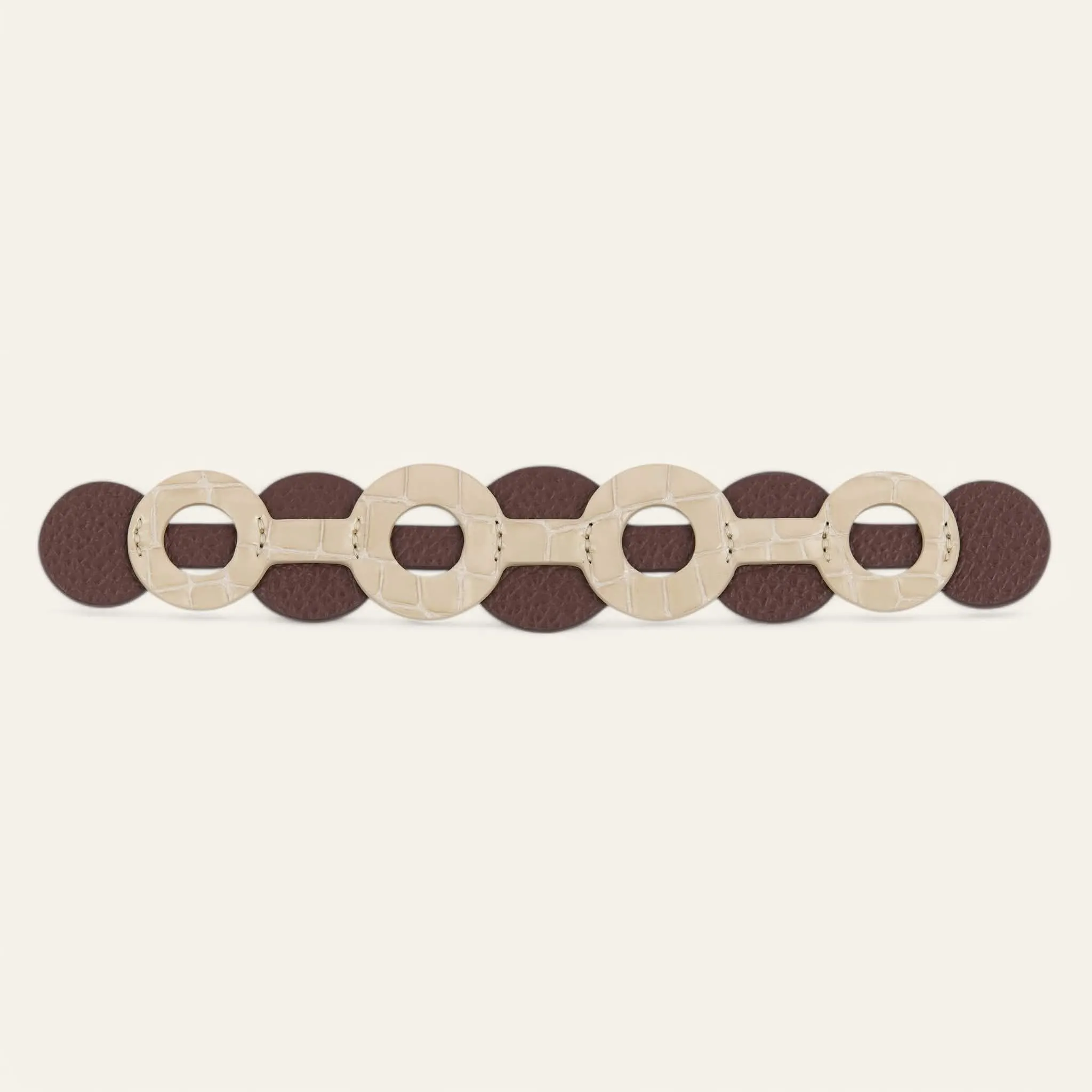 Deco Discs | Cream Patent Croc Chocolate with Gold hardware