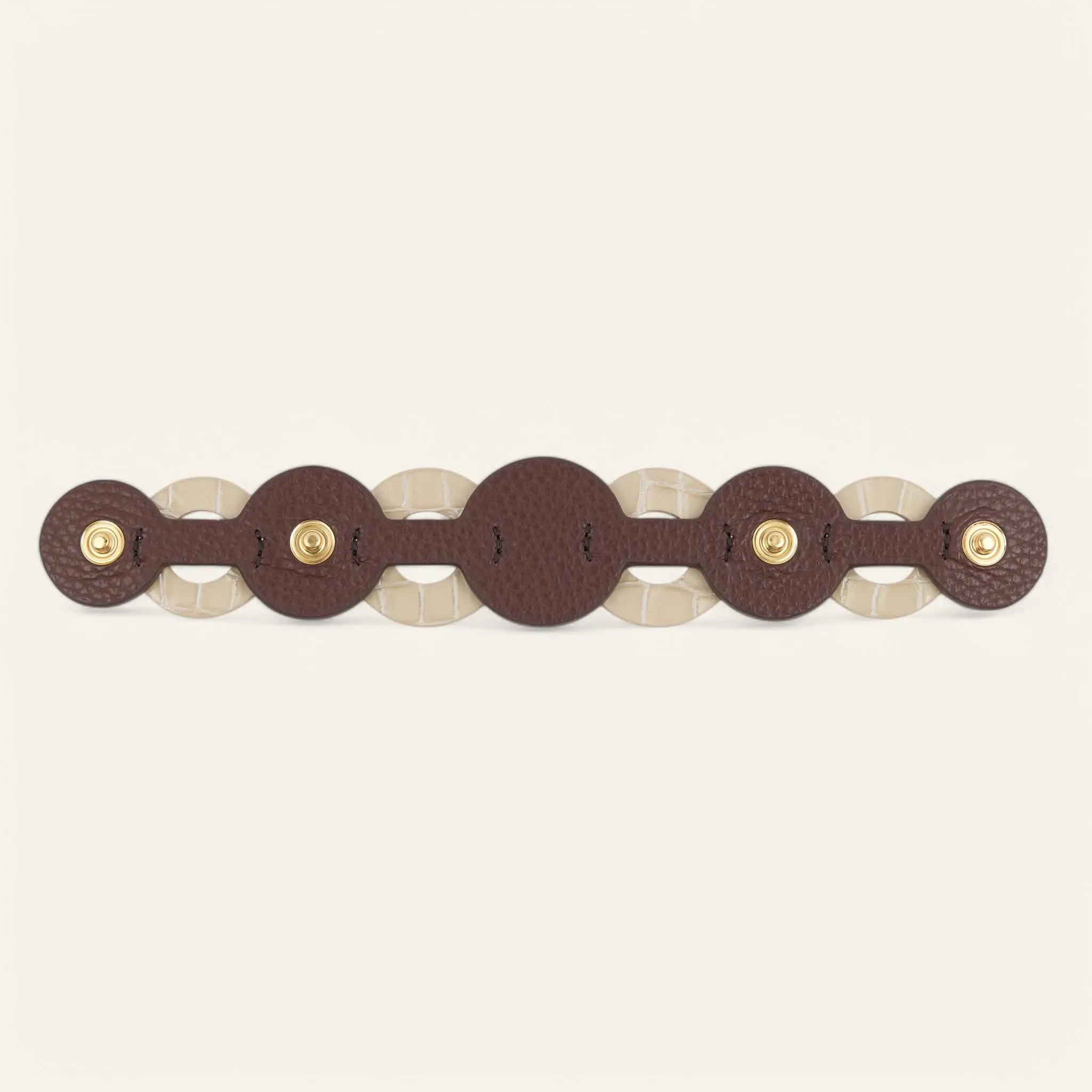 Deco Discs | Cream Patent Croc Chocolate with Gold hardware