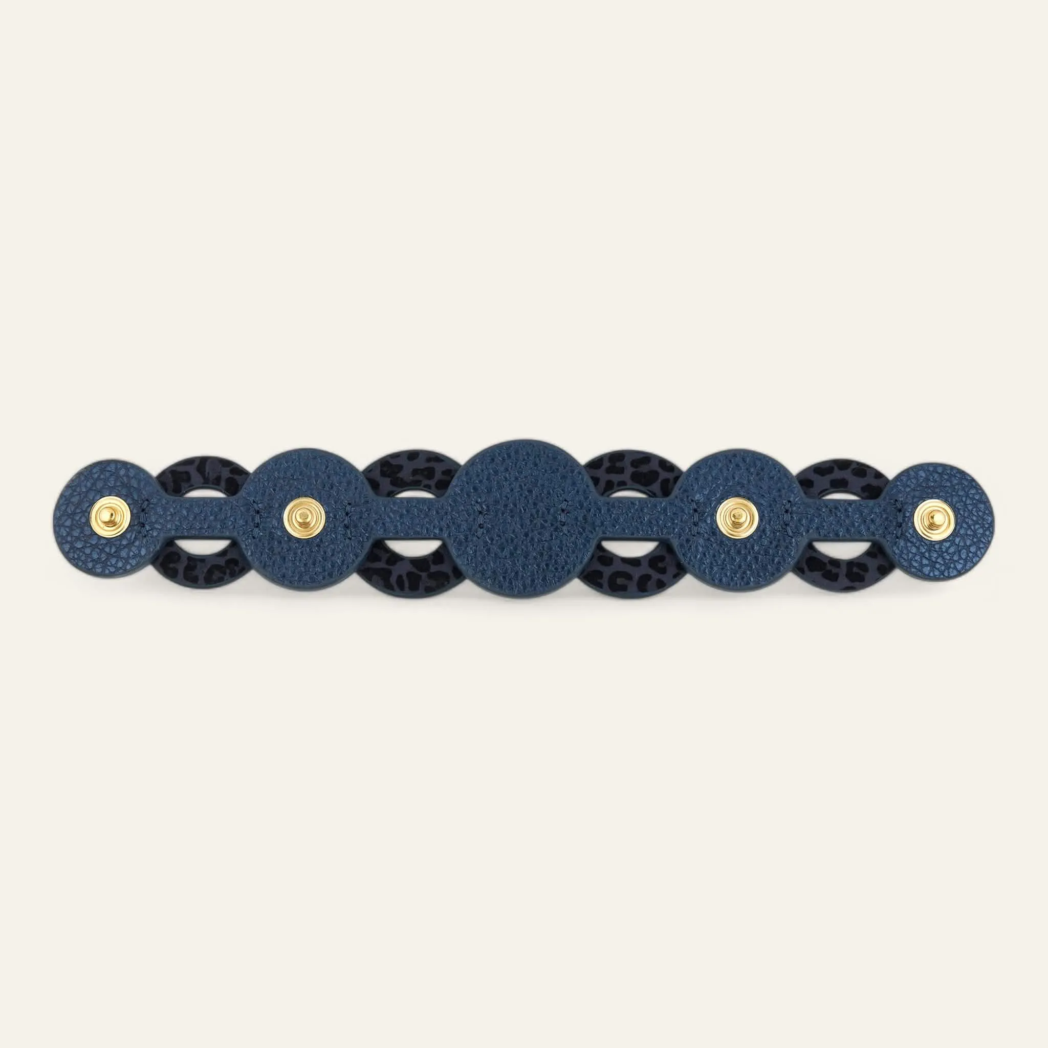 Deco Discs | Navy Leopard Metallic Navy with Gold hardware