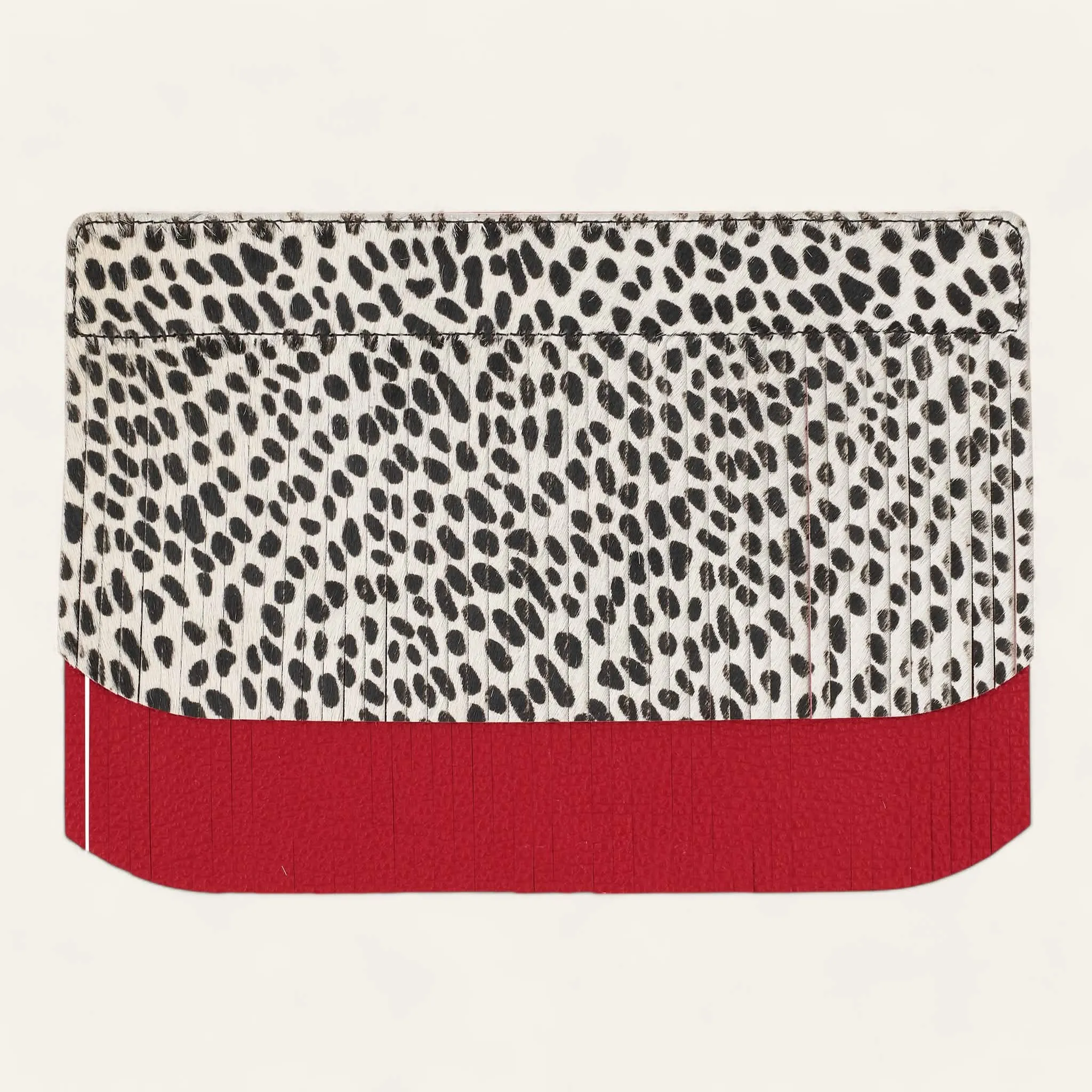 Deco Fringing | Pillarbox Red Dalmatian with Silver hardware