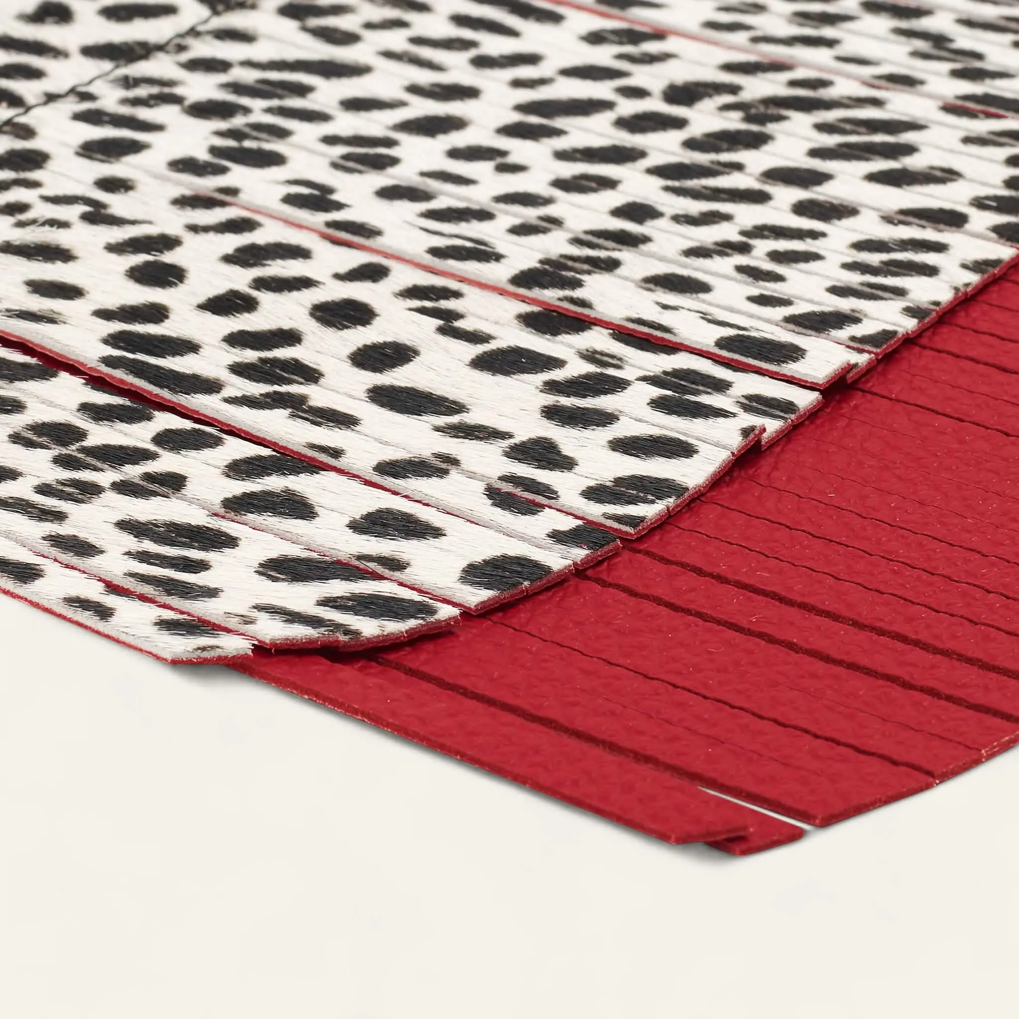 Deco Fringing | Pillarbox Red Dalmatian with Silver hardware