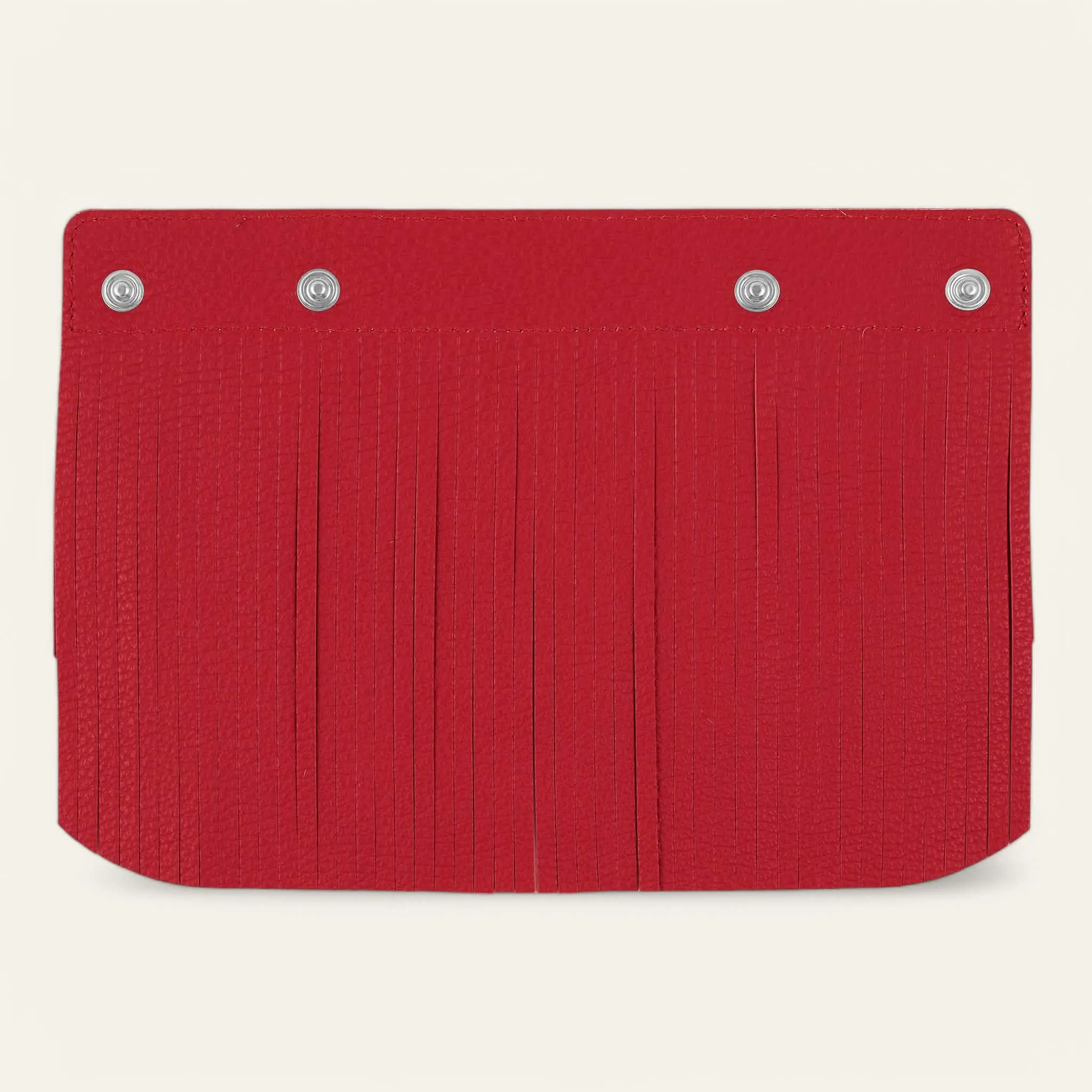 Deco Fringing | Pillarbox Red Dalmatian with Silver hardware