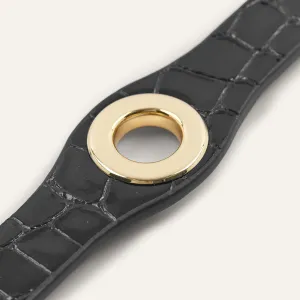 Deco Mini | Black Patent Croc with Gold hardware