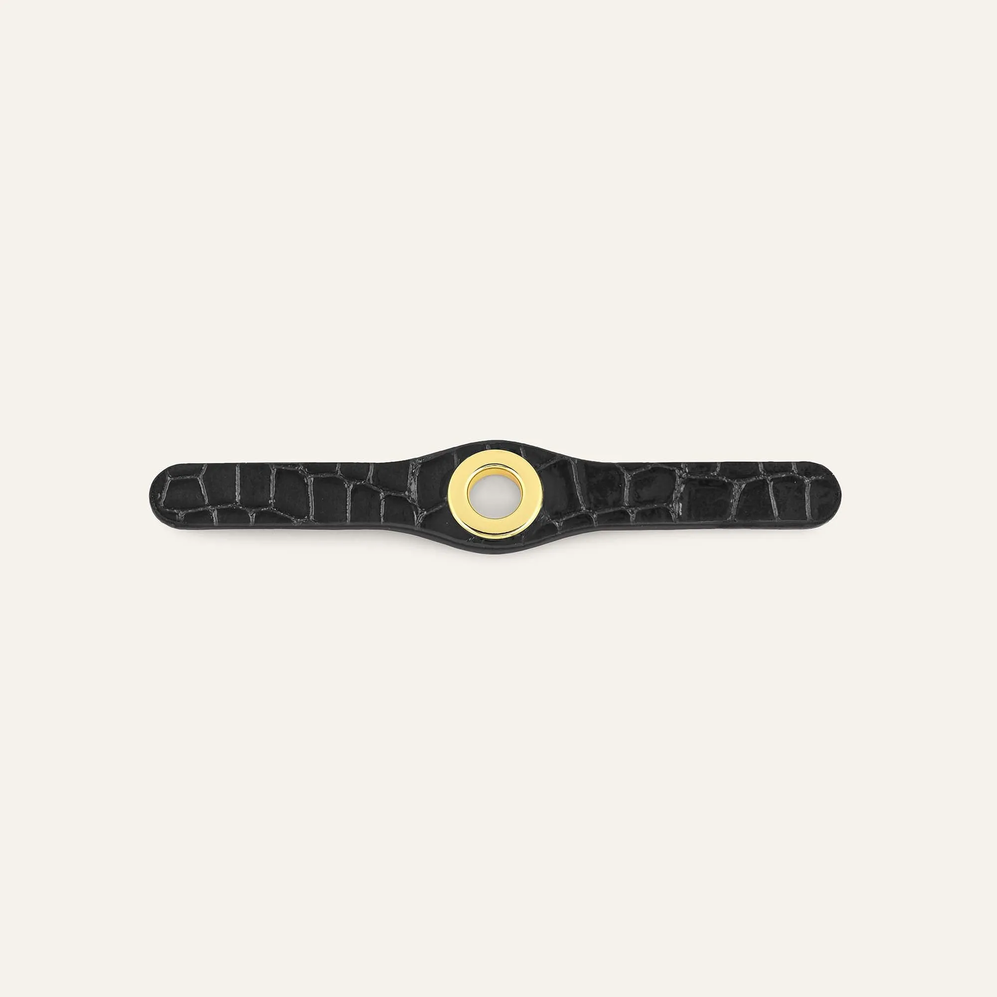 Deco Mini | Black Patent Croc with Gold hardware