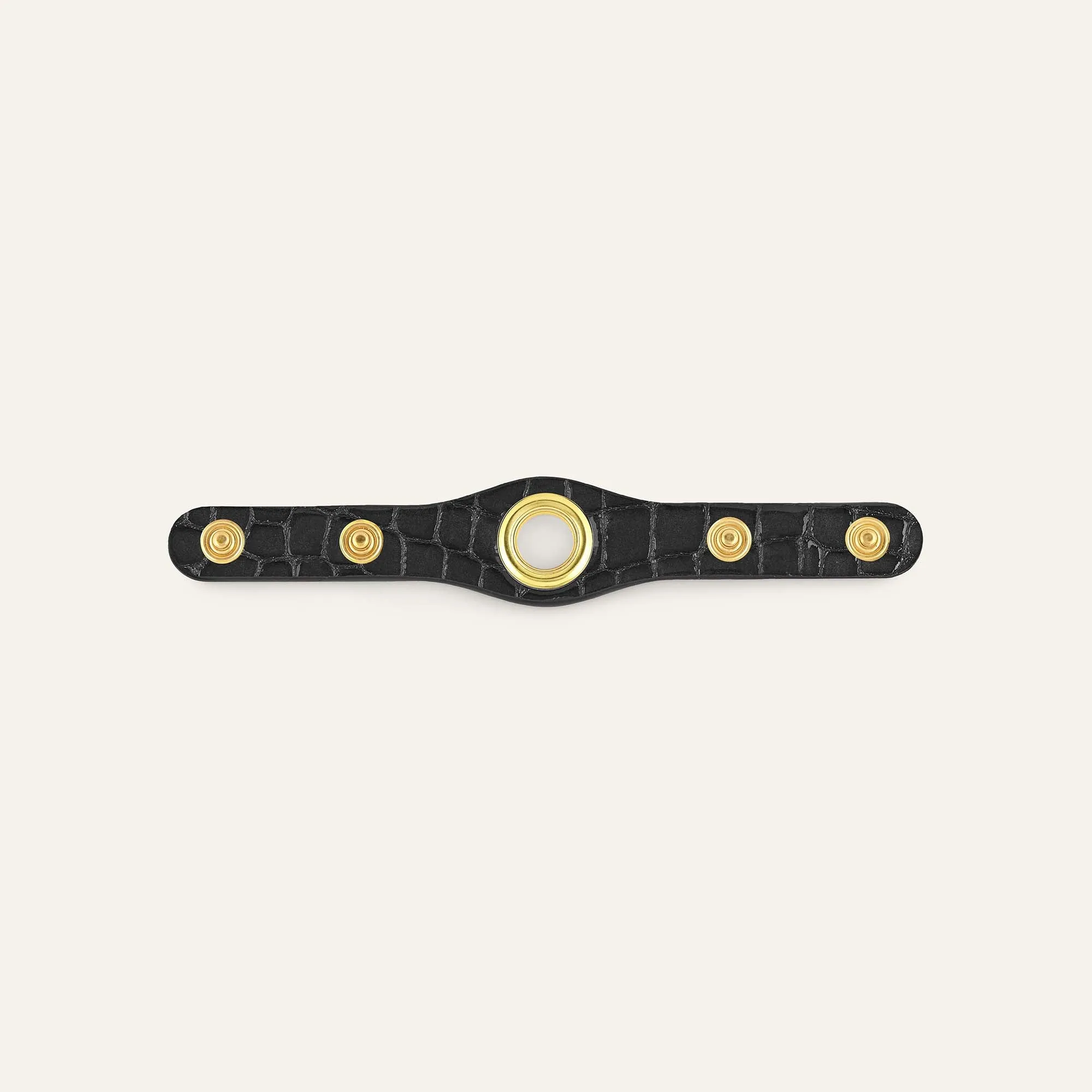 Deco Mini | Black Patent Croc with Gold hardware