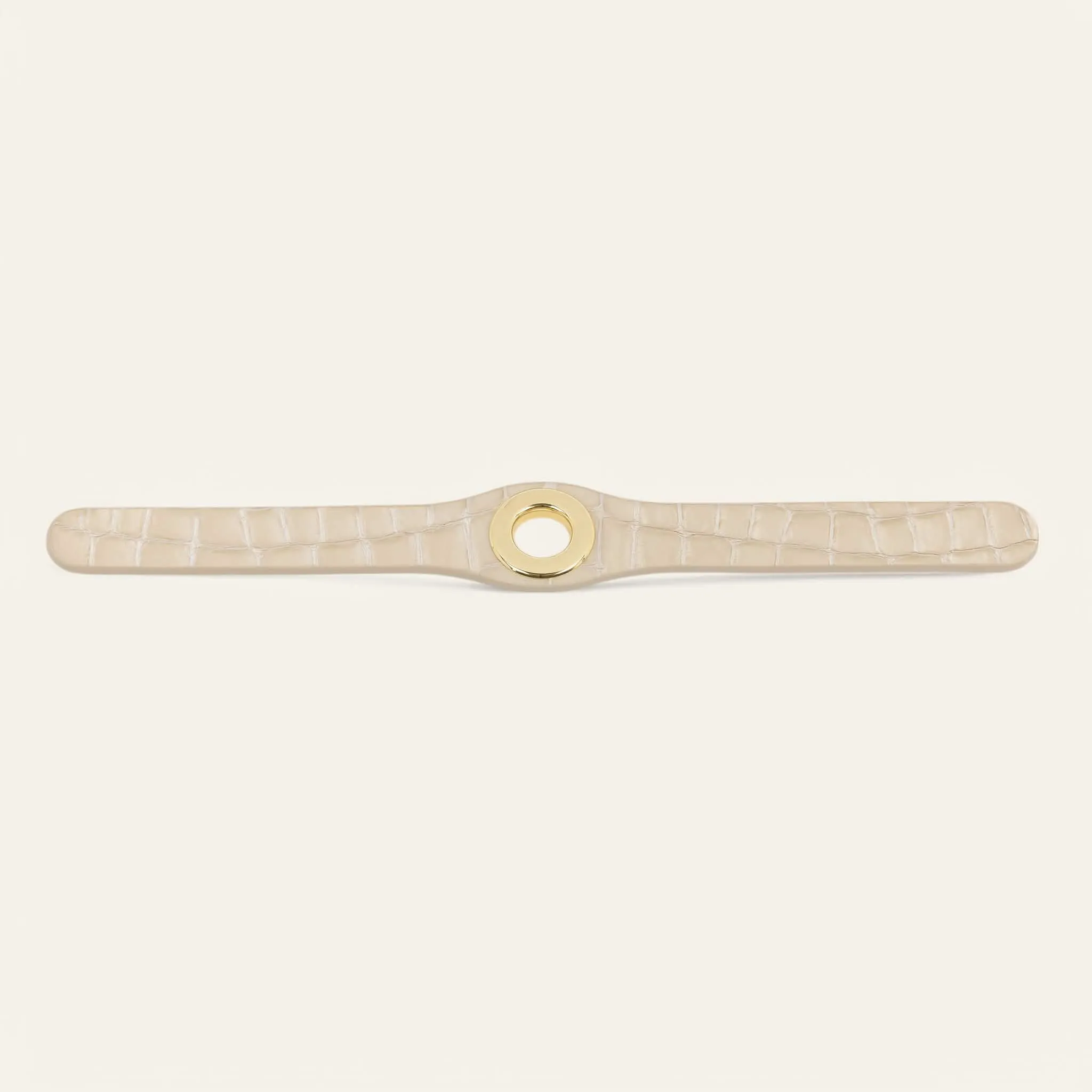 Deco Popper | Cream Patent Croc with Gold hardware