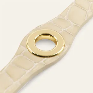 Deco Popper | Cream Patent Croc with Gold hardware