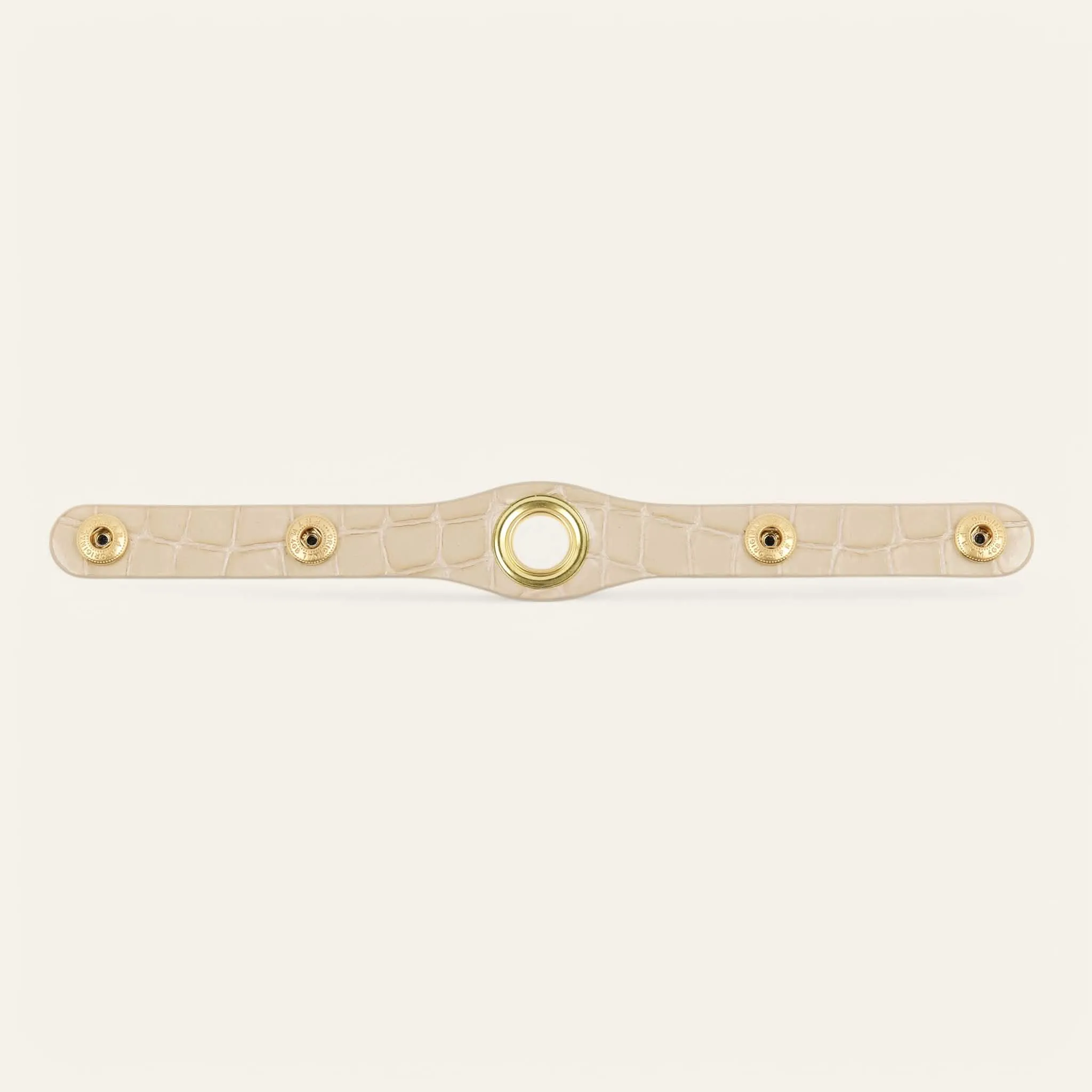 Deco Popper | Cream Patent Croc with Gold hardware