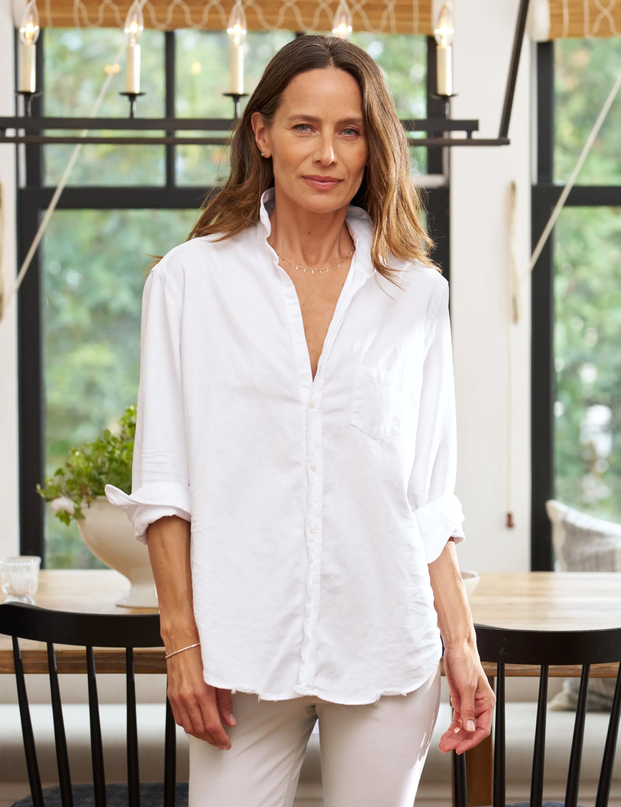 Denim Shirt E Eileen Famous De White-Tattered-Wash