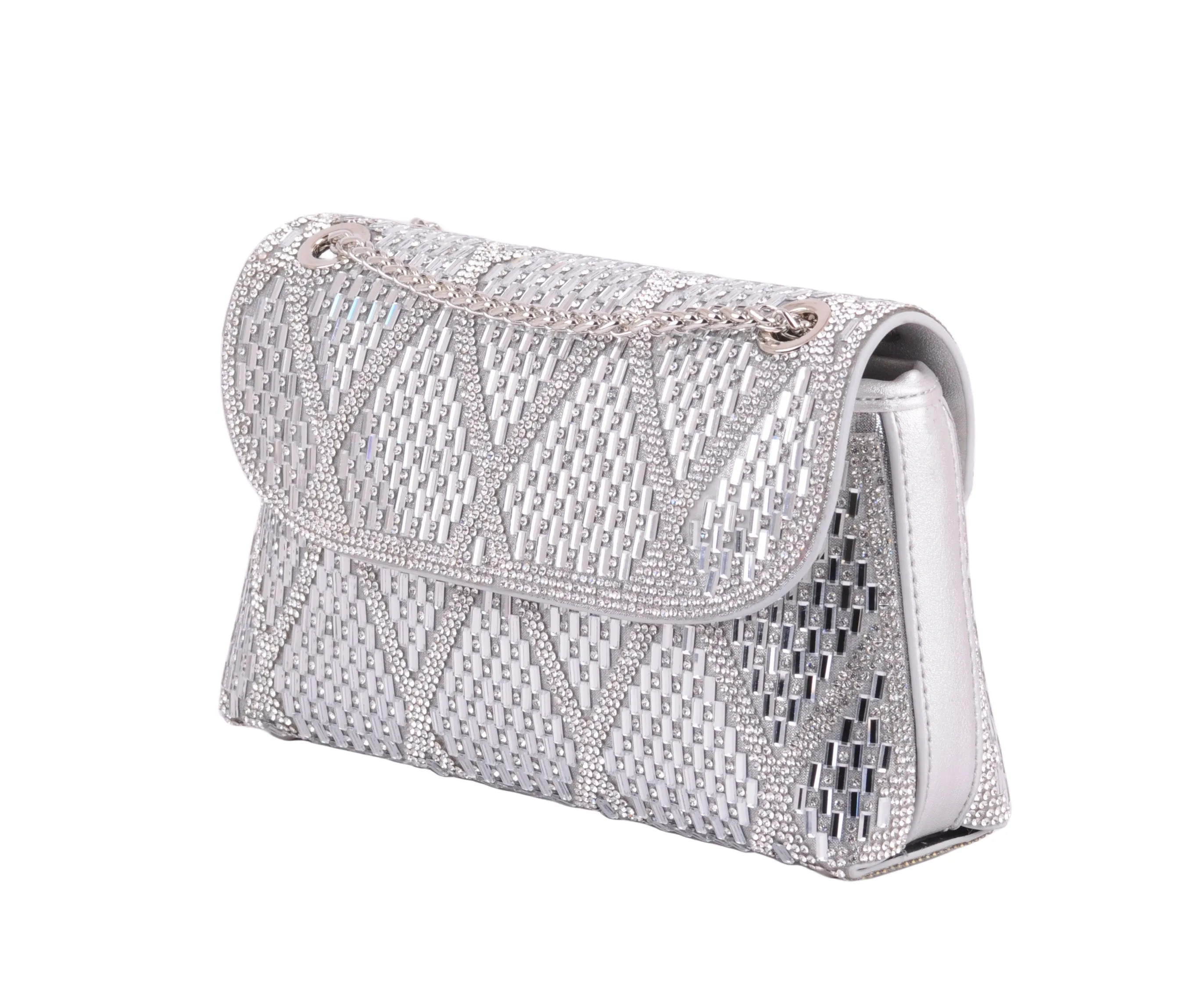Diamond Pattern Rhinestone Clutch