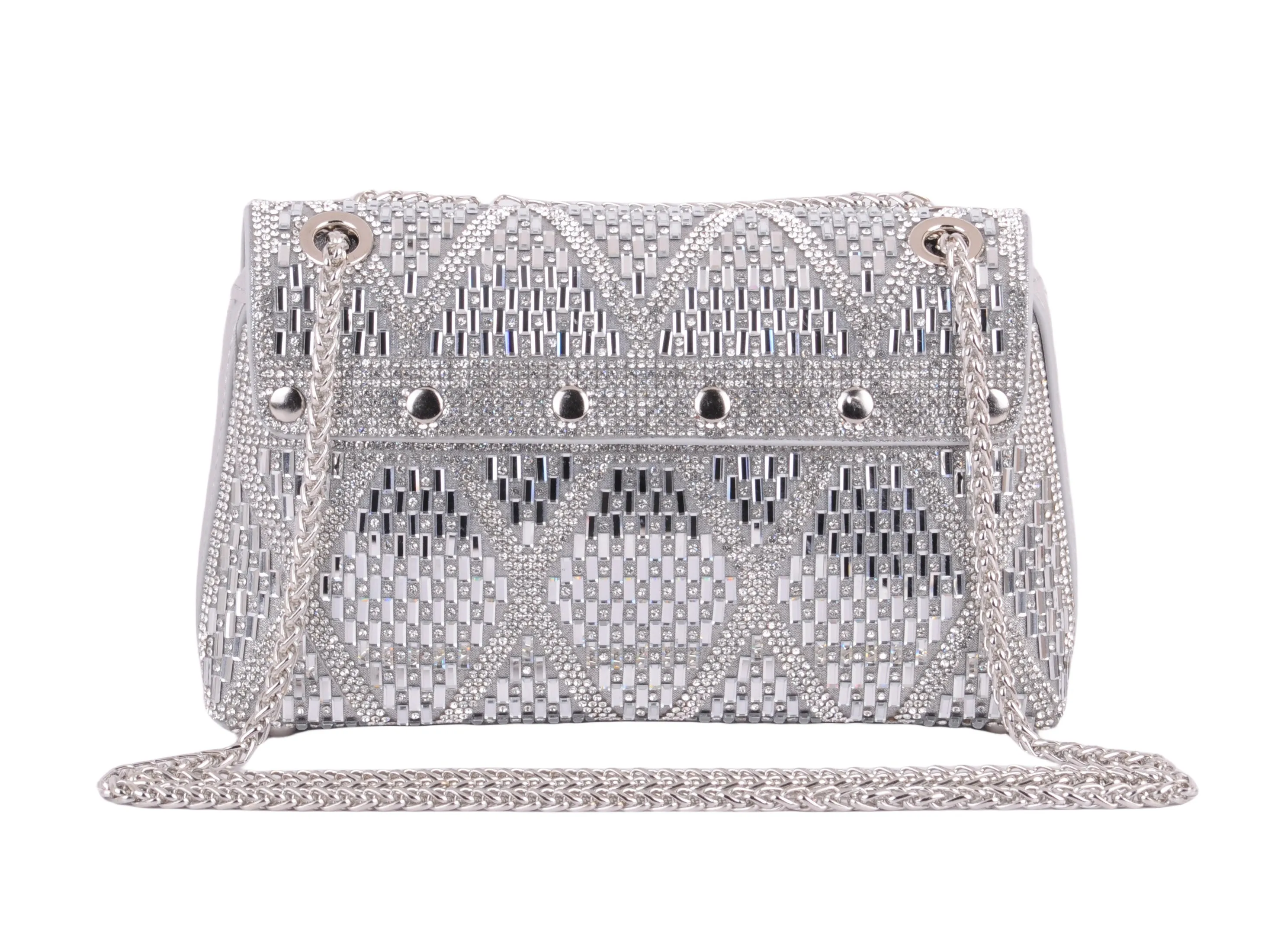 Diamond Pattern Rhinestone Clutch