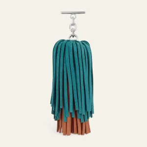 Double Pompom Tassel | Petrol Rust with Silver hardware