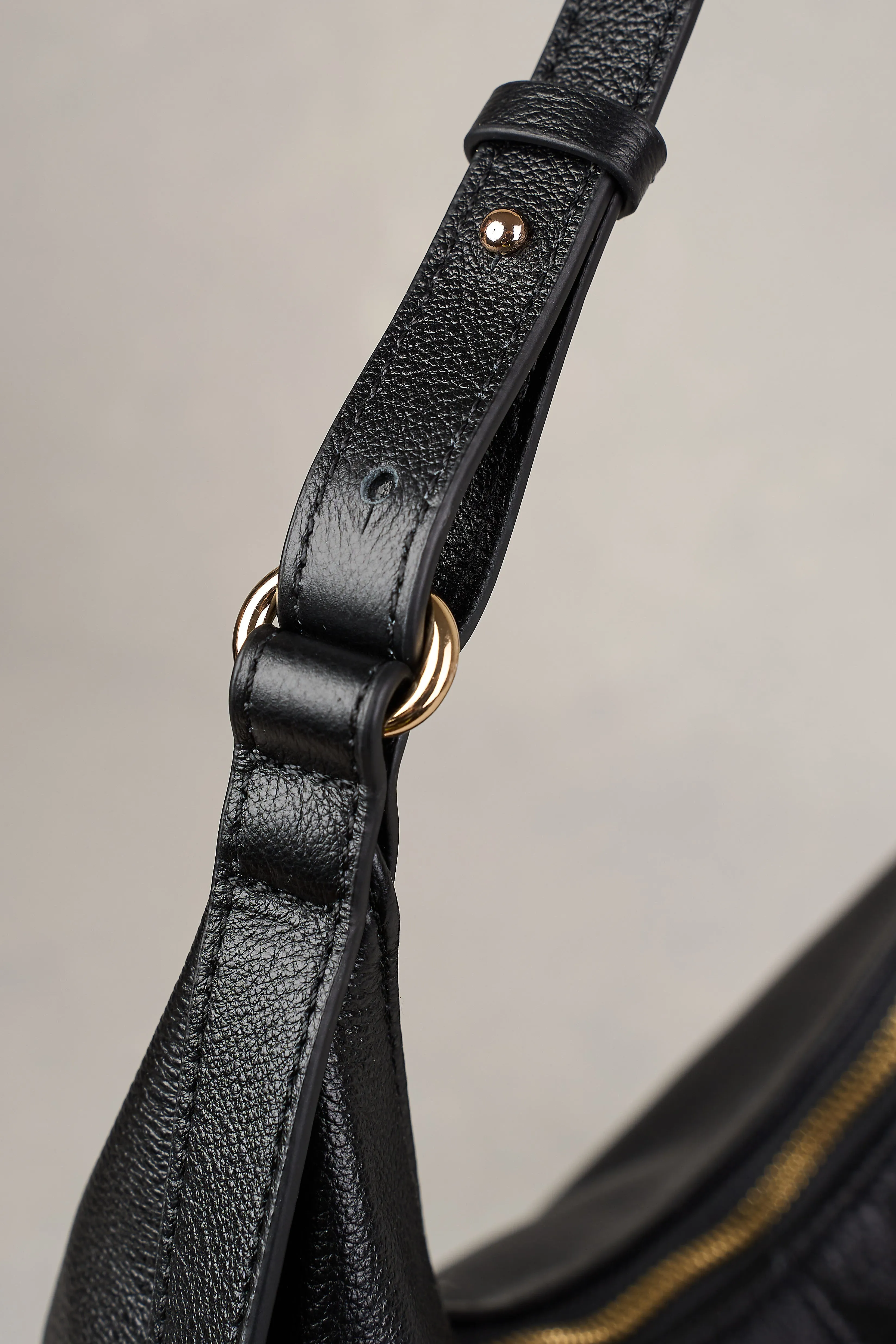 Elena Leather Shoulder Bag - Black