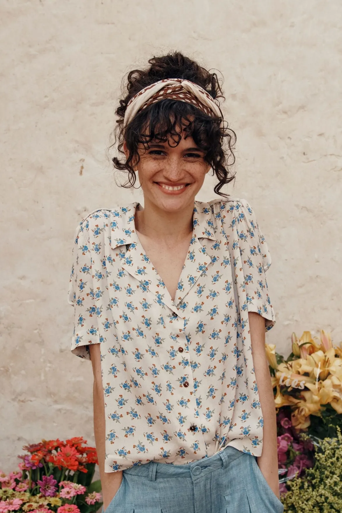 Emile et Ida Boemie Blue Flower Blouse