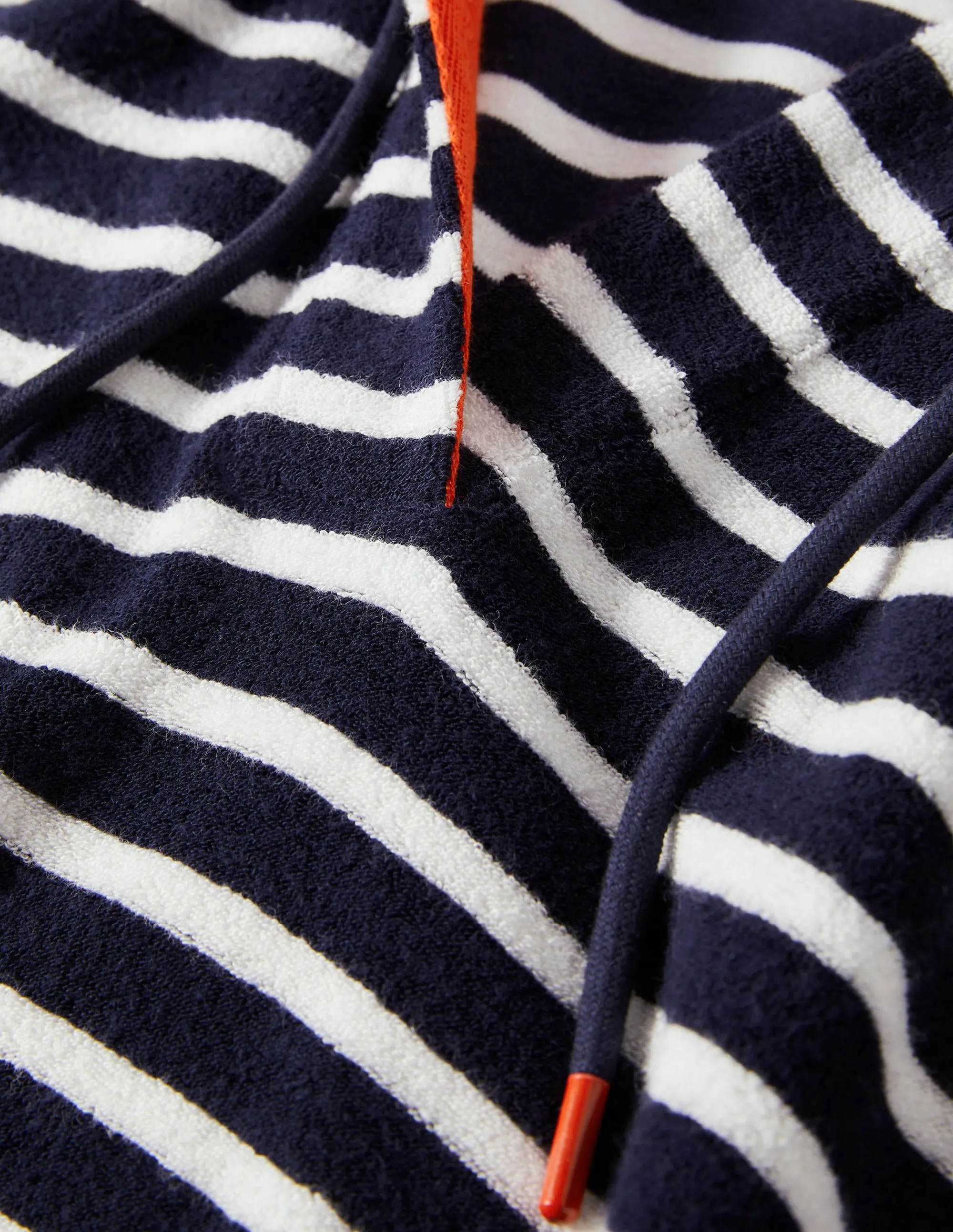 Erica Hooded Towelling Dress-French Navy and Ivory Stripe