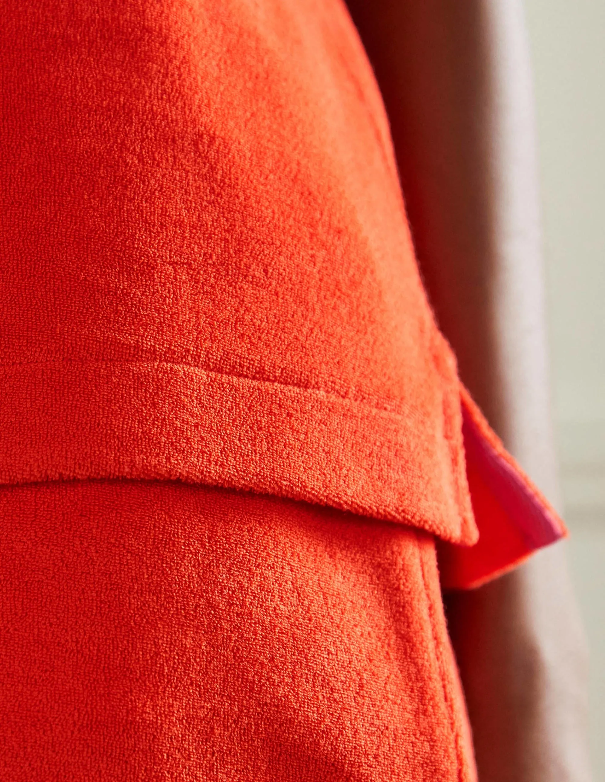 Erica Towelling Crew Neck Top-Bright Papaya