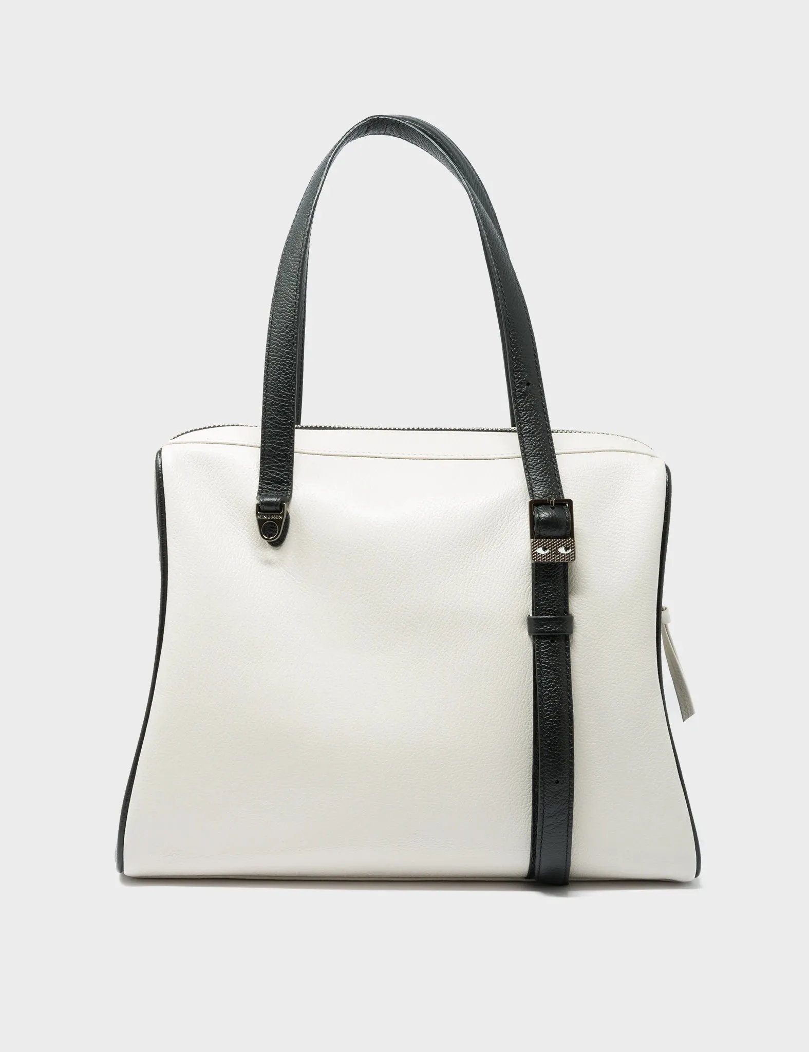 Esther Cream and Black Satchel Bag - Cubes Design