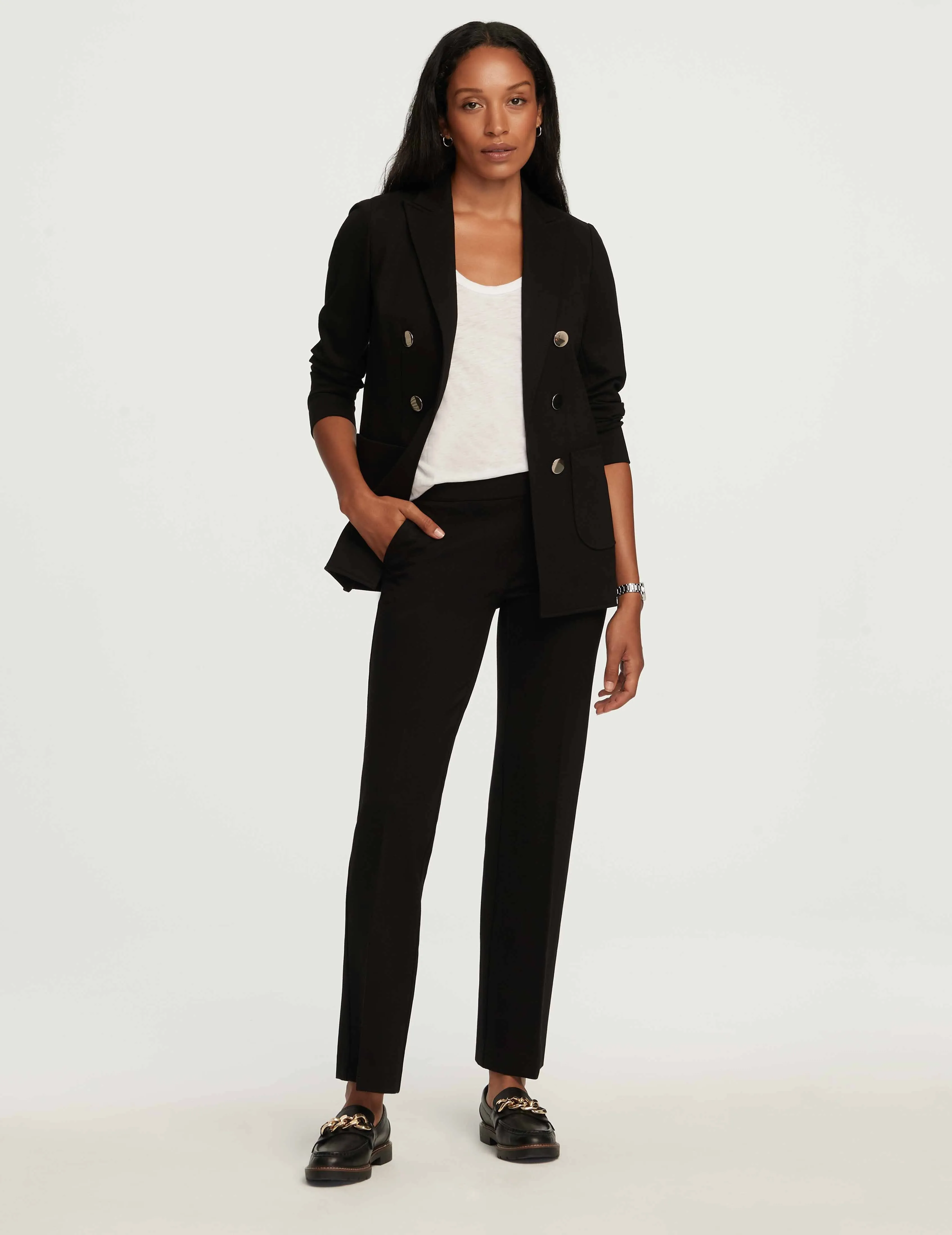 Faux Mini Double Breasted Jacket With Patch Pockets- Sale
