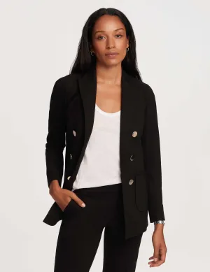 Faux Mini Double Breasted Jacket With Patch Pockets- Sale