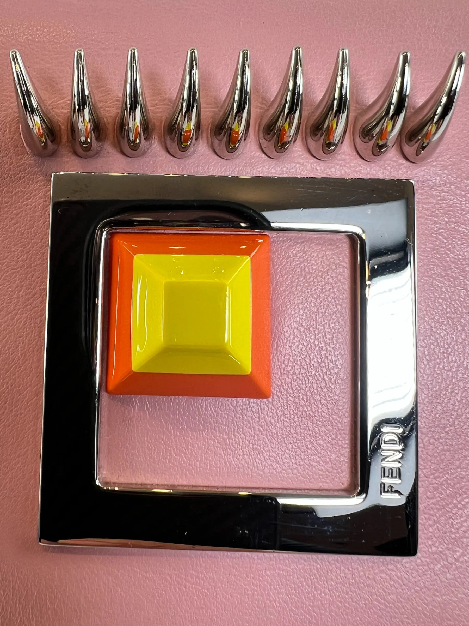 Fendi Pink Leather Hypnoteyes Wallet on Chain