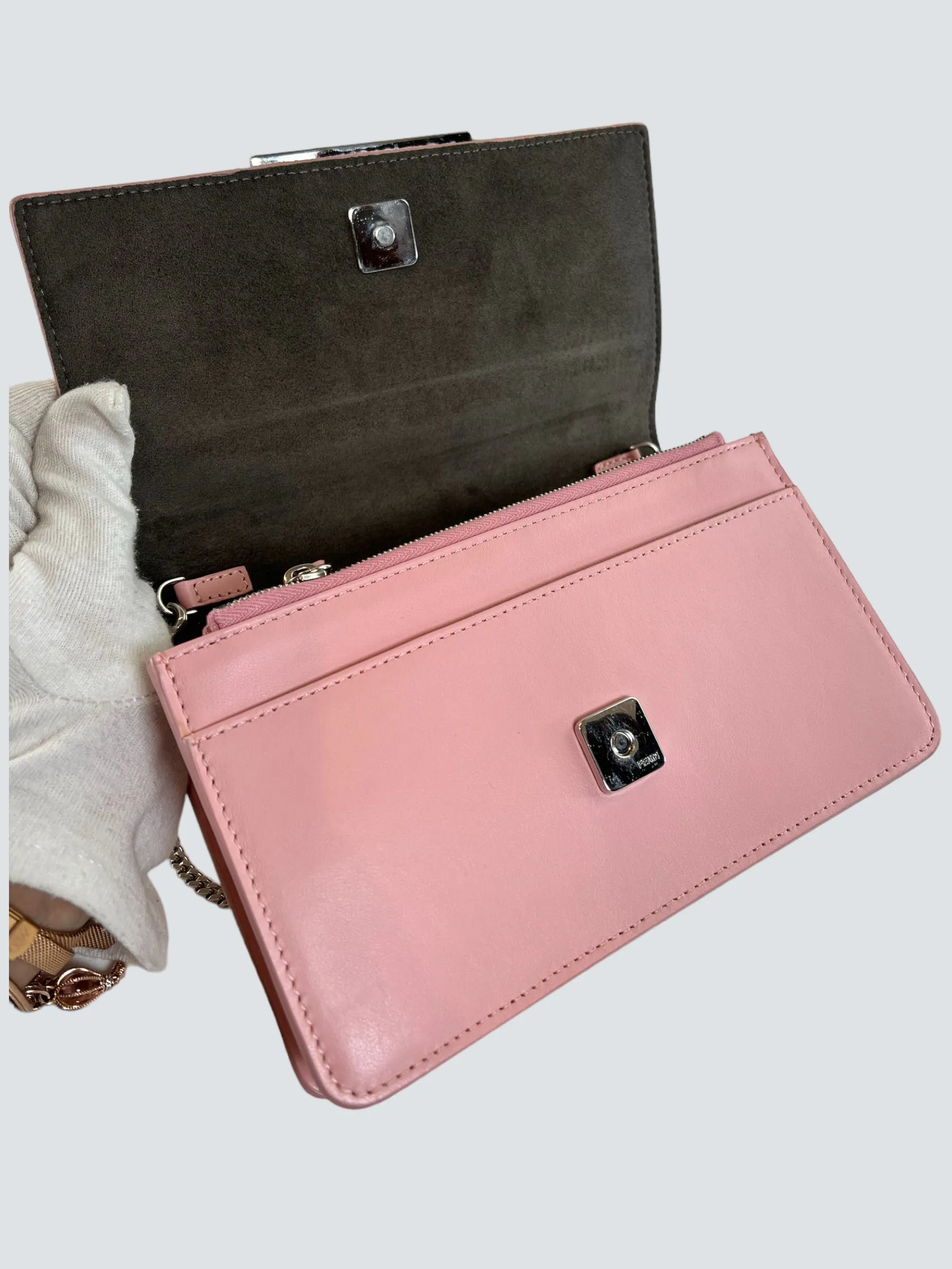 Fendi Pink Leather Hypnoteyes Wallet on Chain
