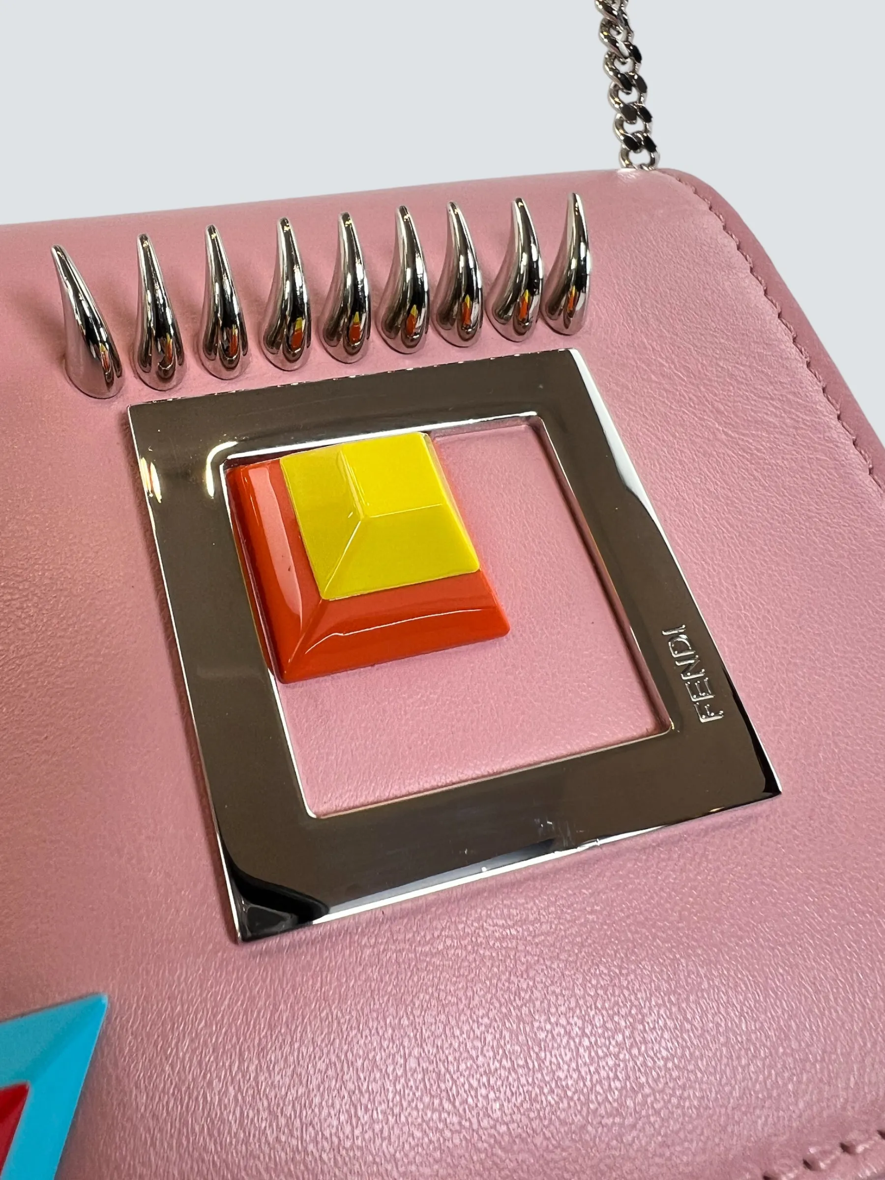 Fendi Pink Leather Hypnoteyes Wallet on Chain